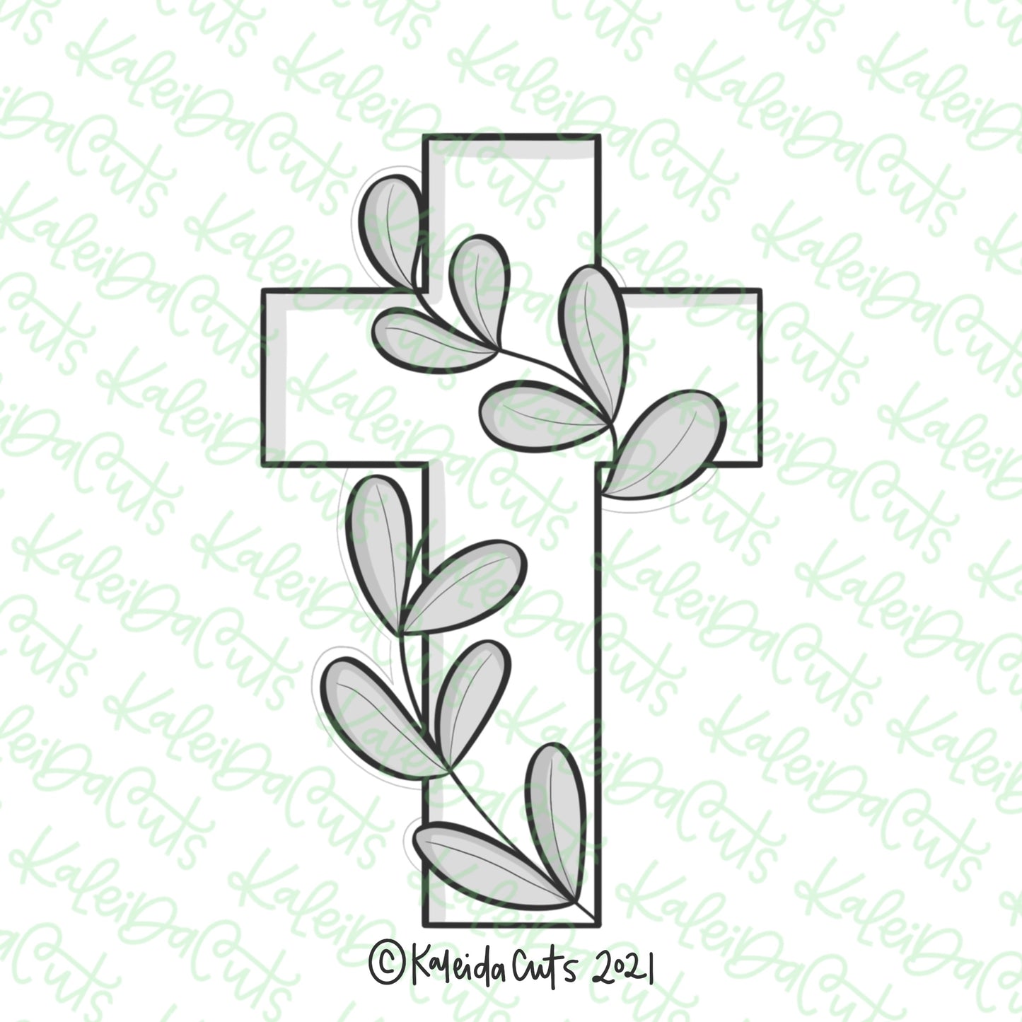 Cross with Greenery Cookie Cutter