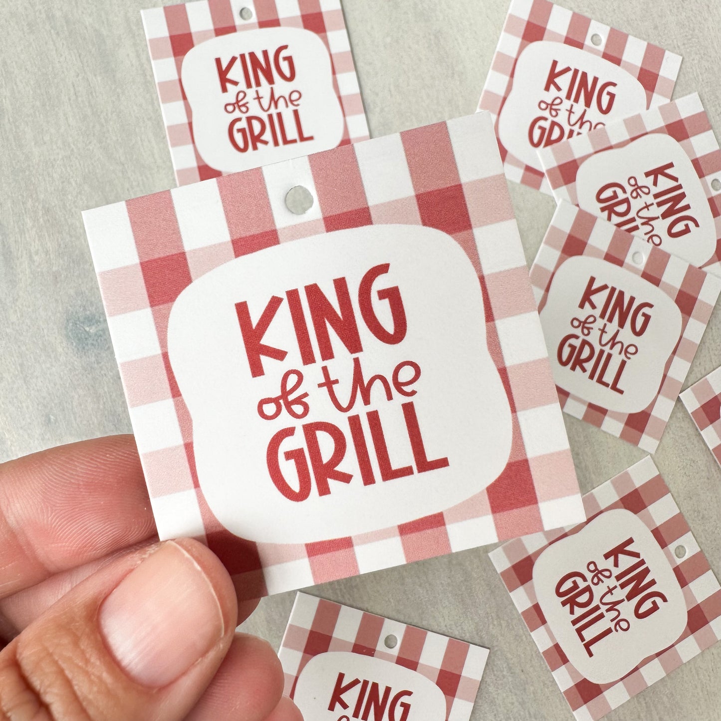King of the Grill 2” x 2” Printed Tags: Set of 25