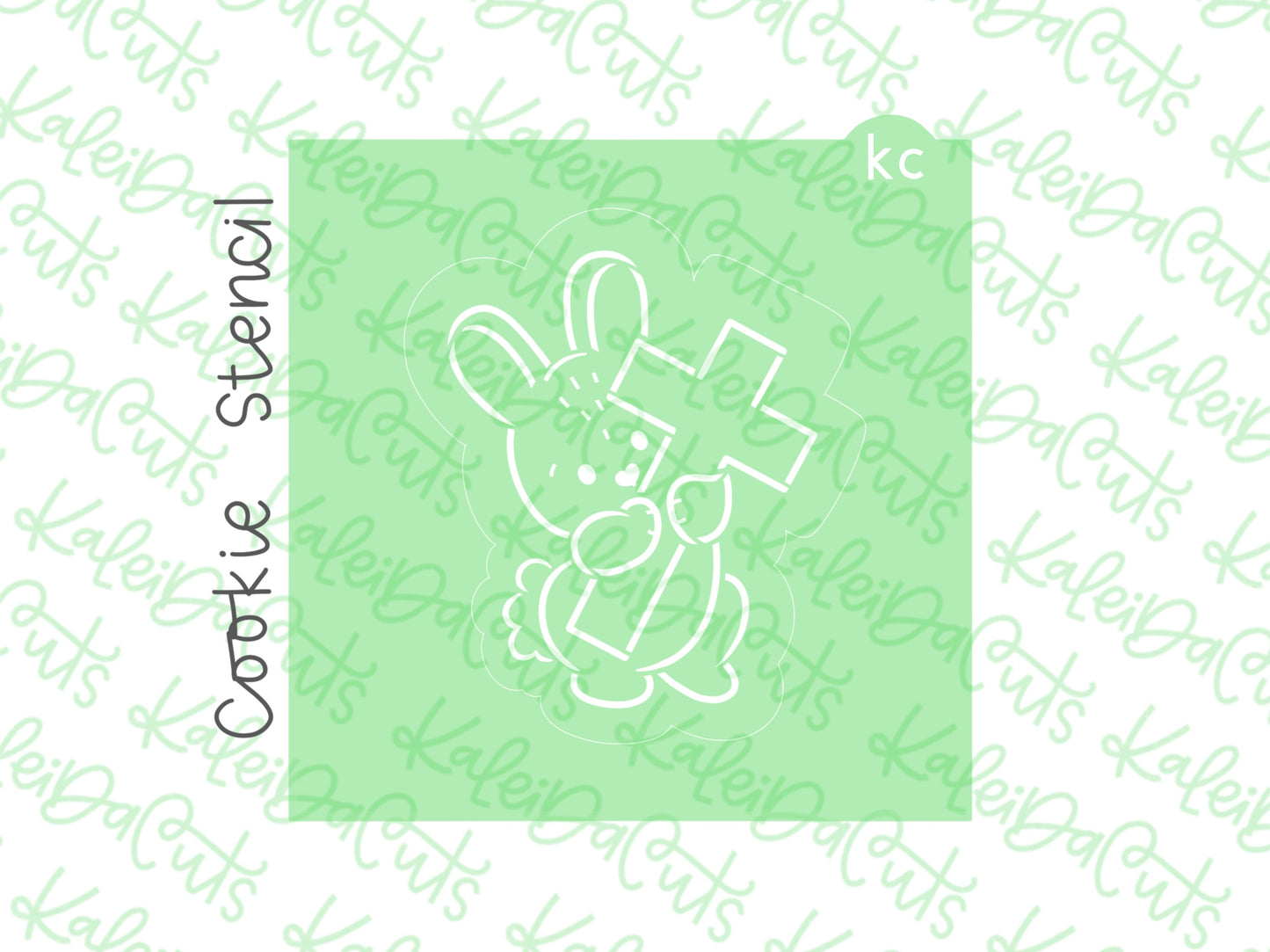 PYO Bunny Holding Cross Stencil