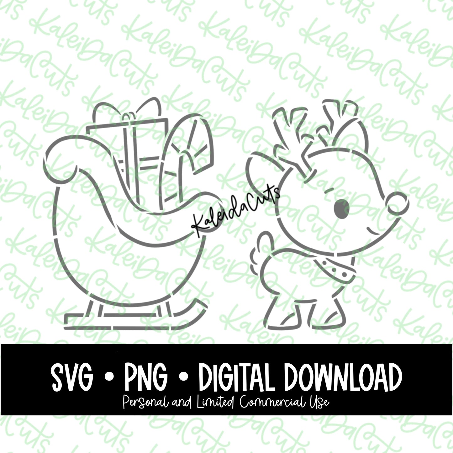 PYO Reindeer and Sleigh Small Digital Download