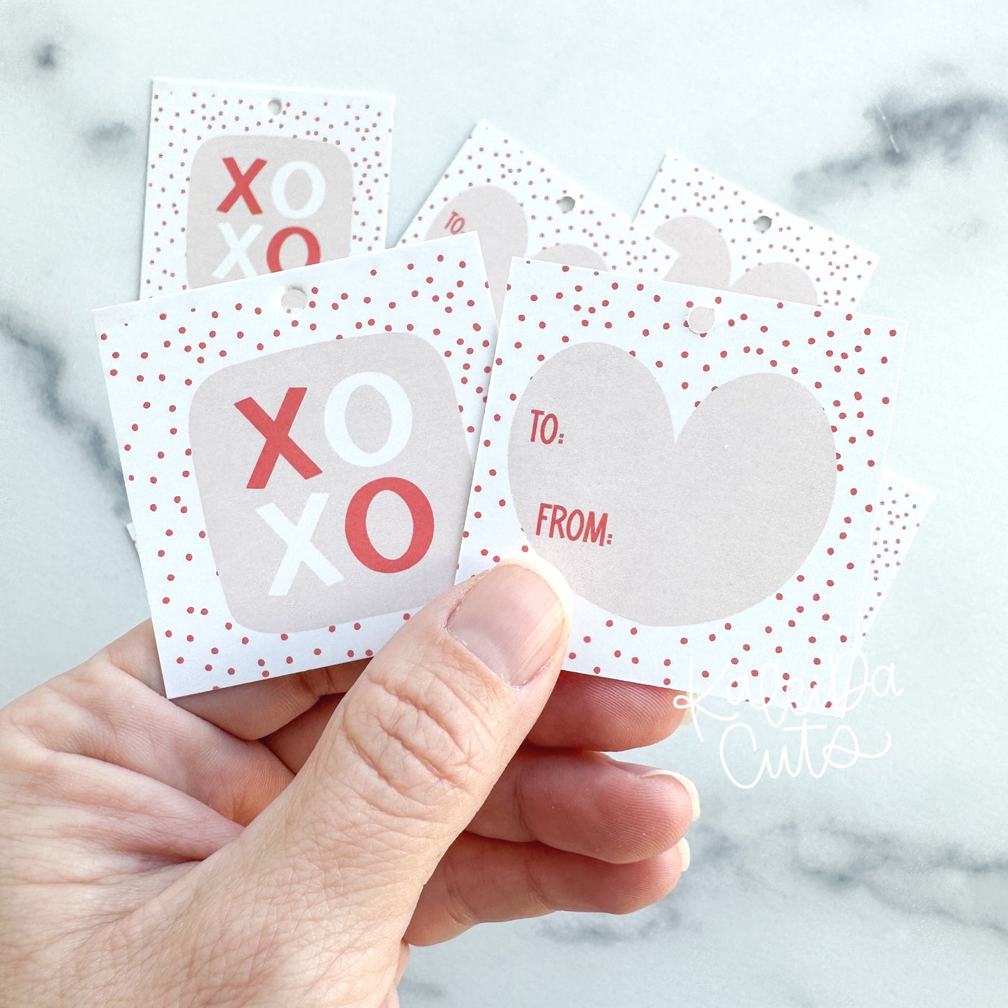 XOXO 2” x 2” Printed Tags: Set of 25