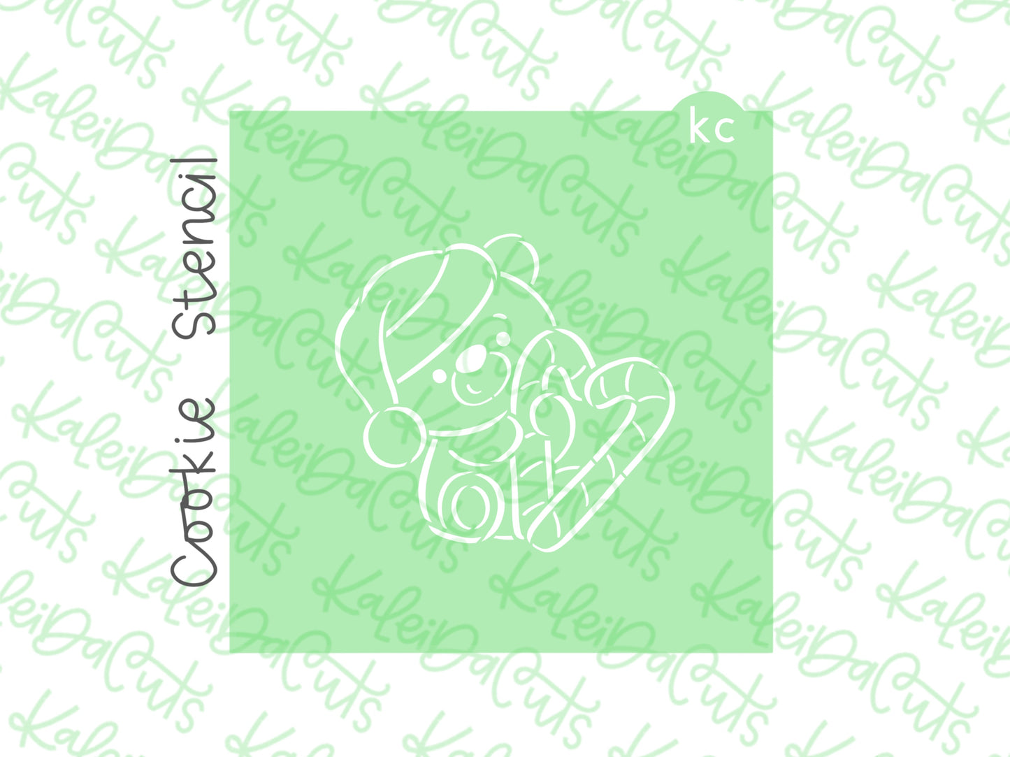 PYO Bear Candy Cane Heart Stencil