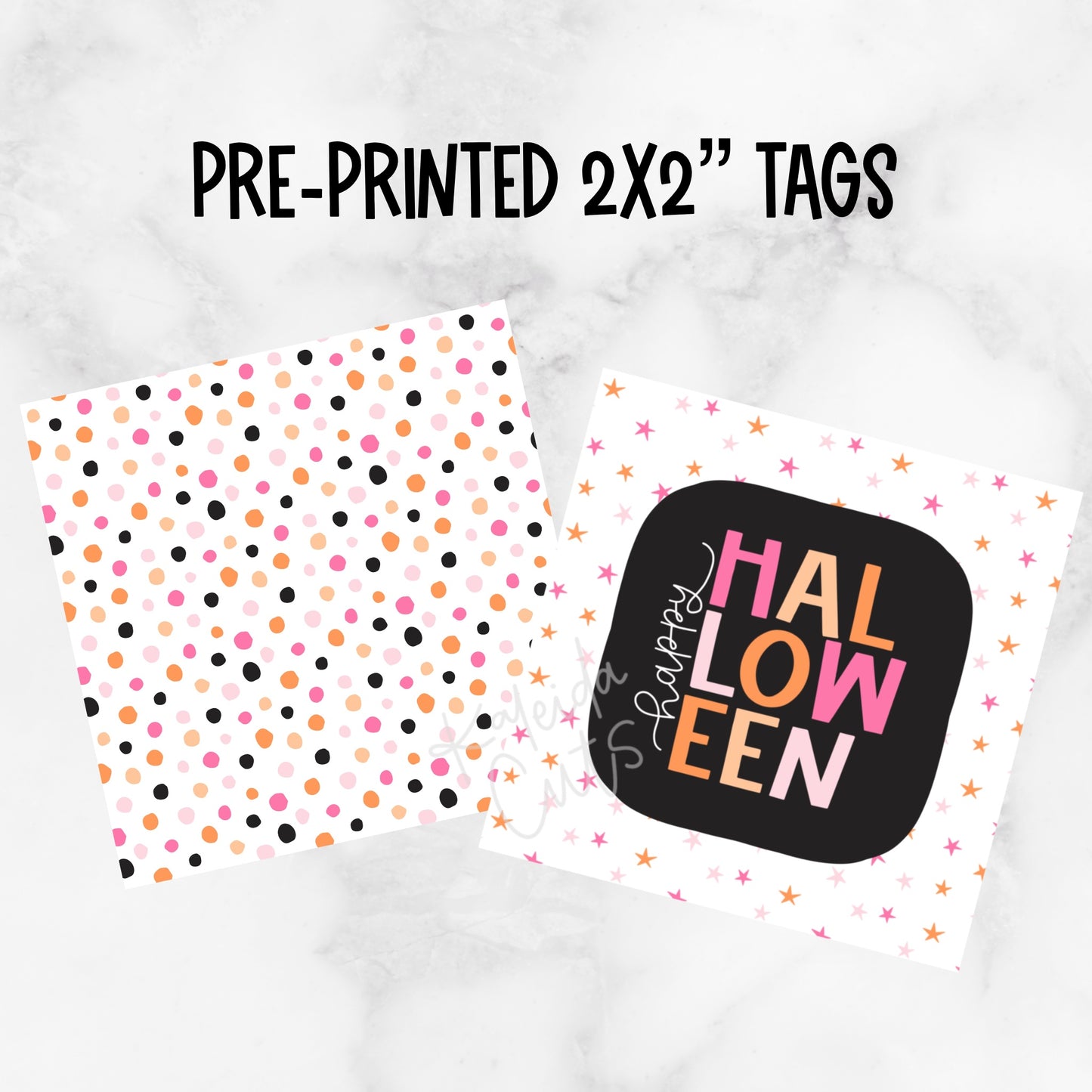 Happy Halloween Stars 2” x 2” Printed Tags: Set of 25
