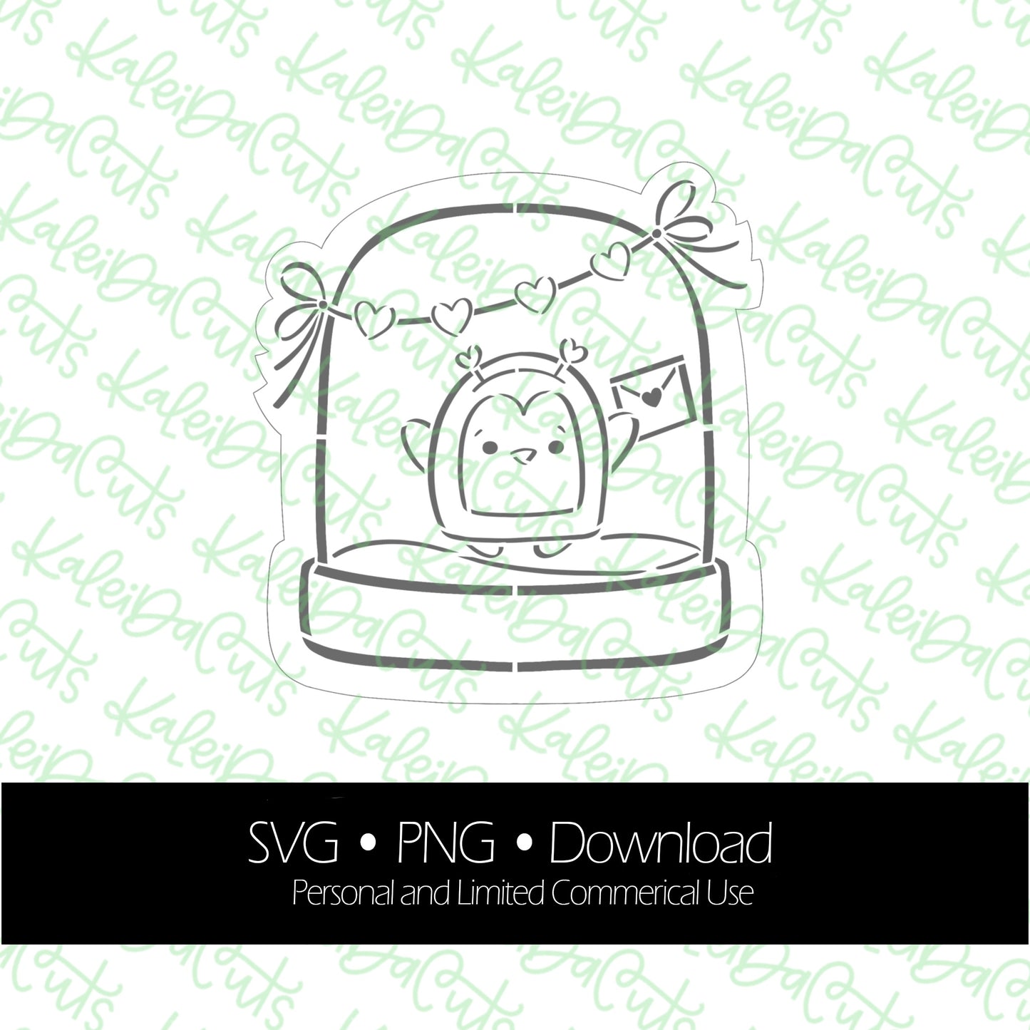 PYO Hearts Penguin Snow Globe Digital Download.