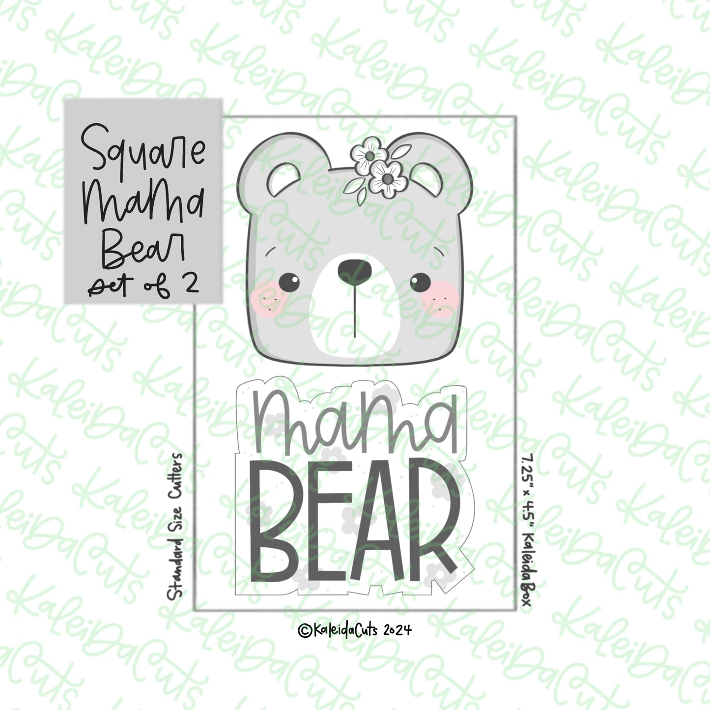 Square Mama Bear Cookie Cutter Set of 2