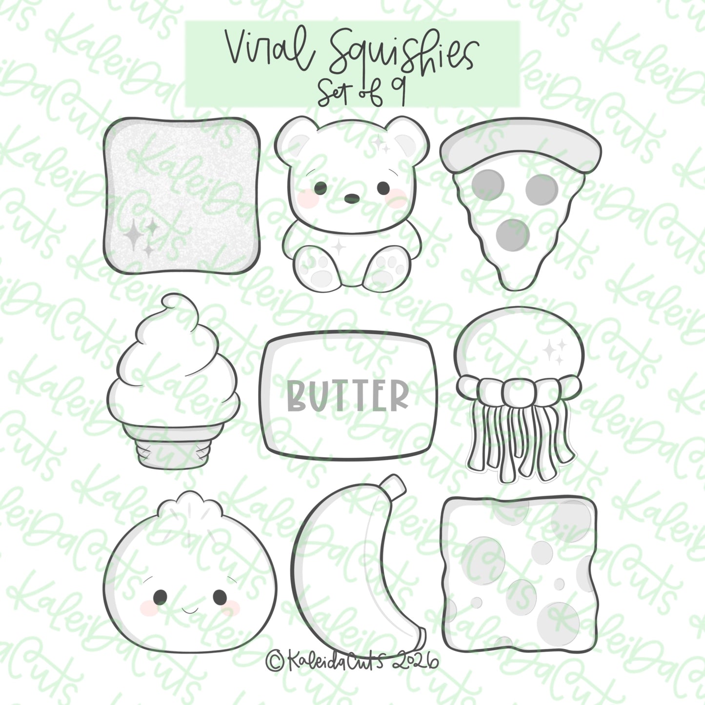 Viral Squishies Cookie Cutter Set of 9