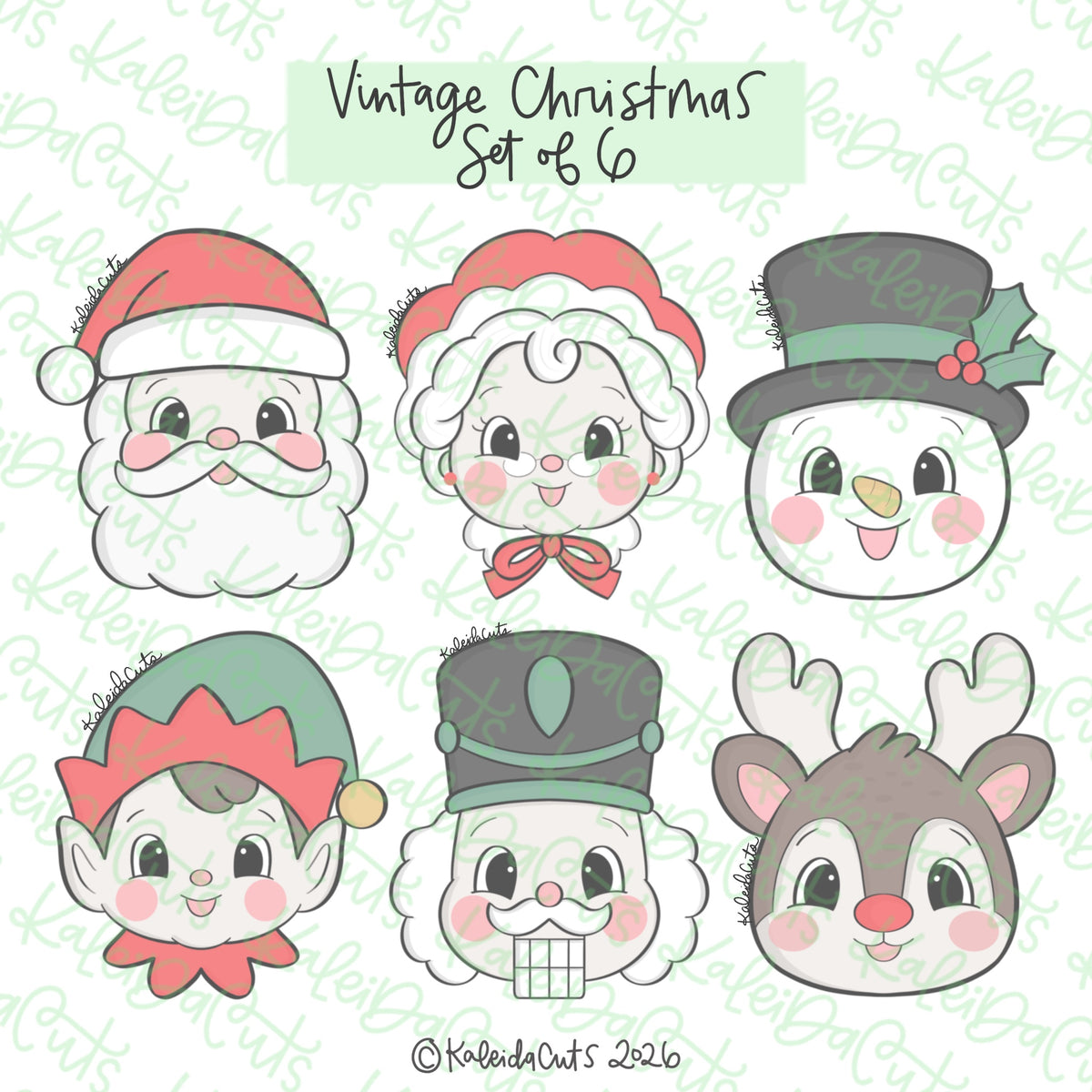 Vintage Christmas Cookie Cutter Set of 6