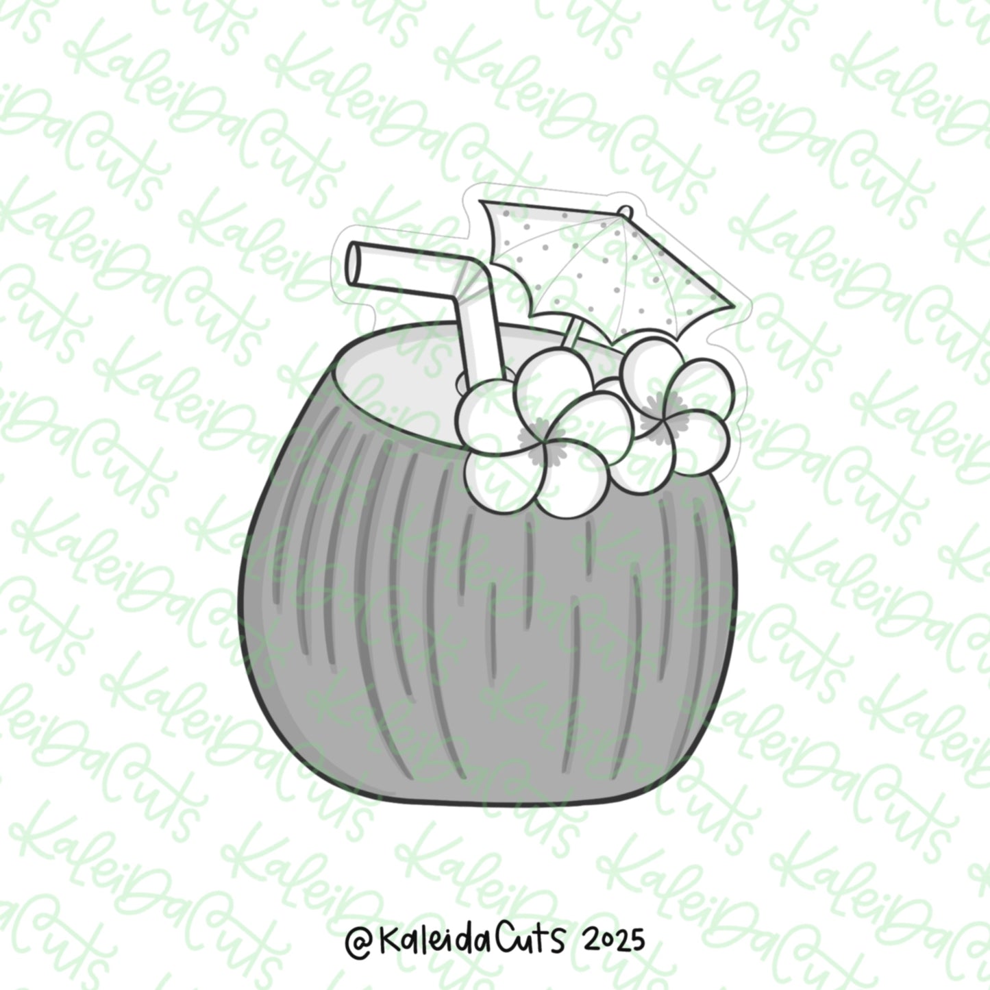 Floral Coconut Drink Cookie Cutter