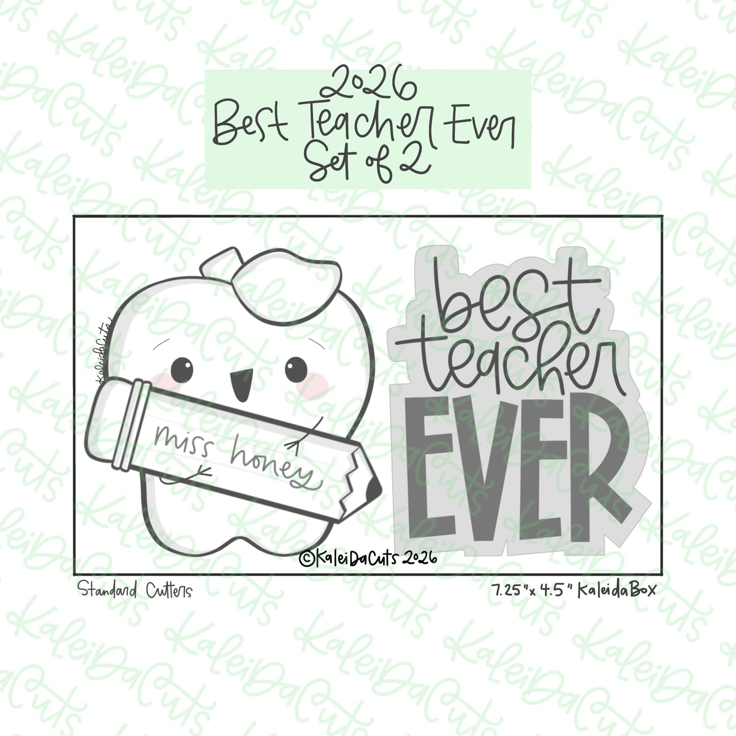 2026 Best Teacher Ever Cookie Cutters Set of 2