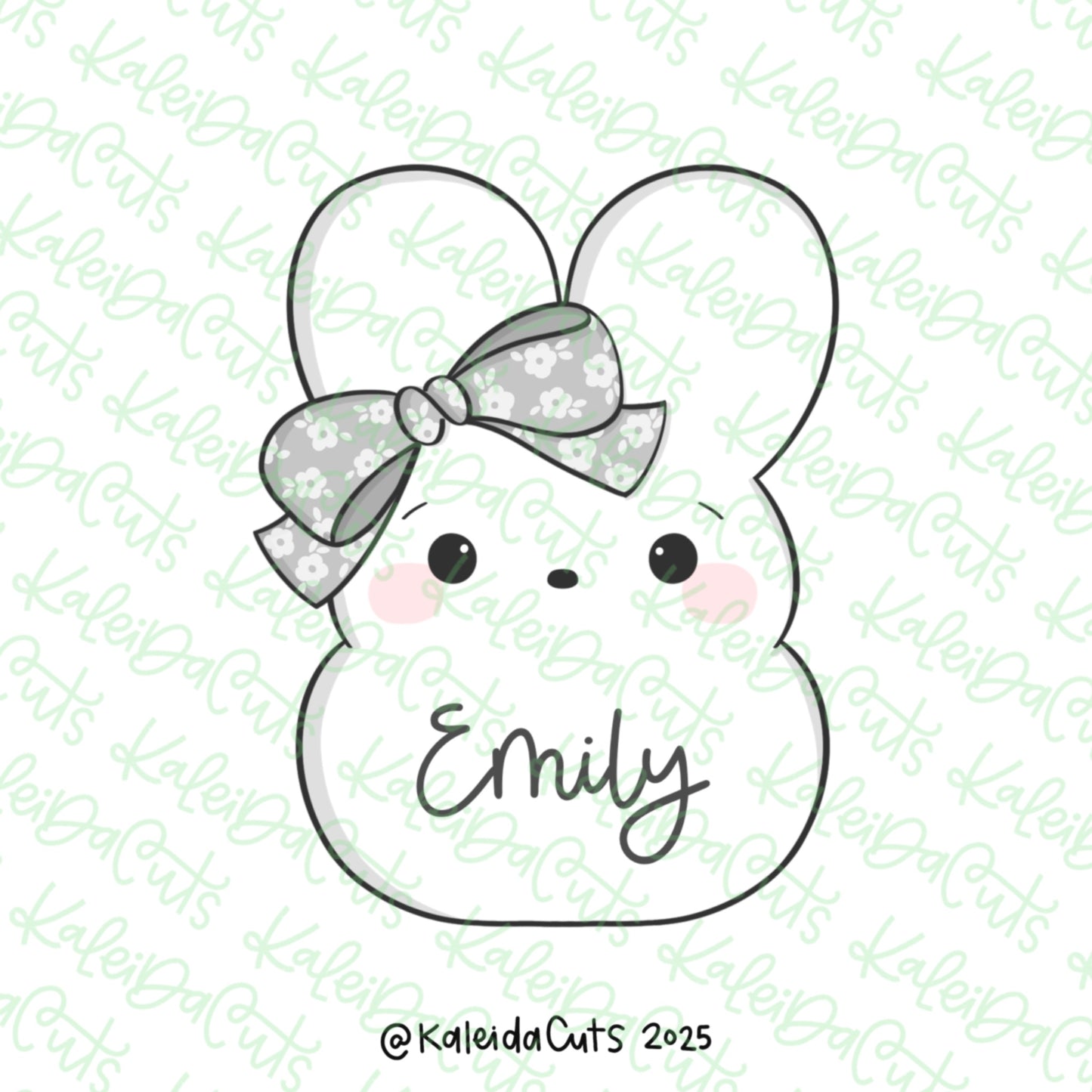 Chubby Marshmallow Bunny Bow Cookie Cutter