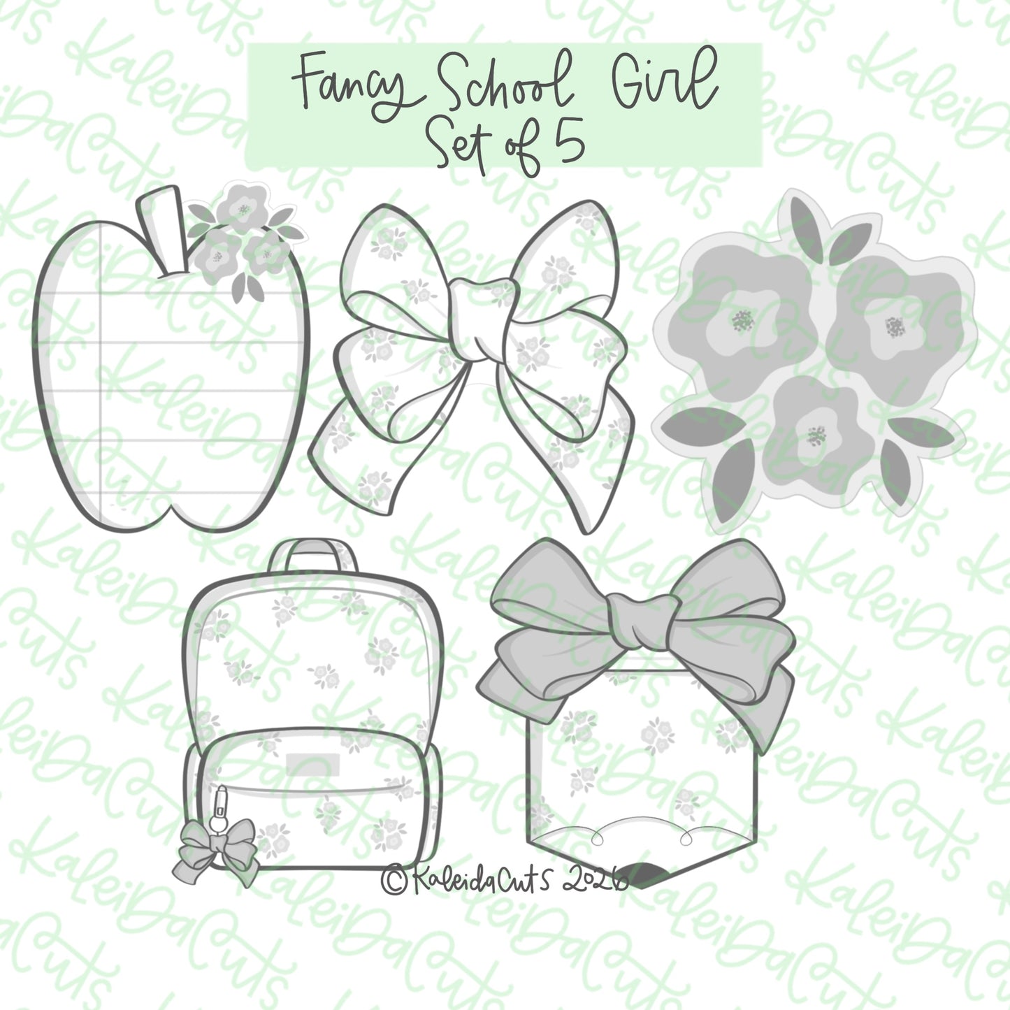 Fancy School Girl Cookie Cutter Set of 5