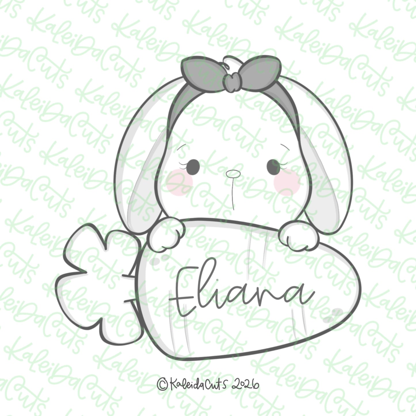 2026 Bunny Carrot Plaque Bow Cookie Cutter