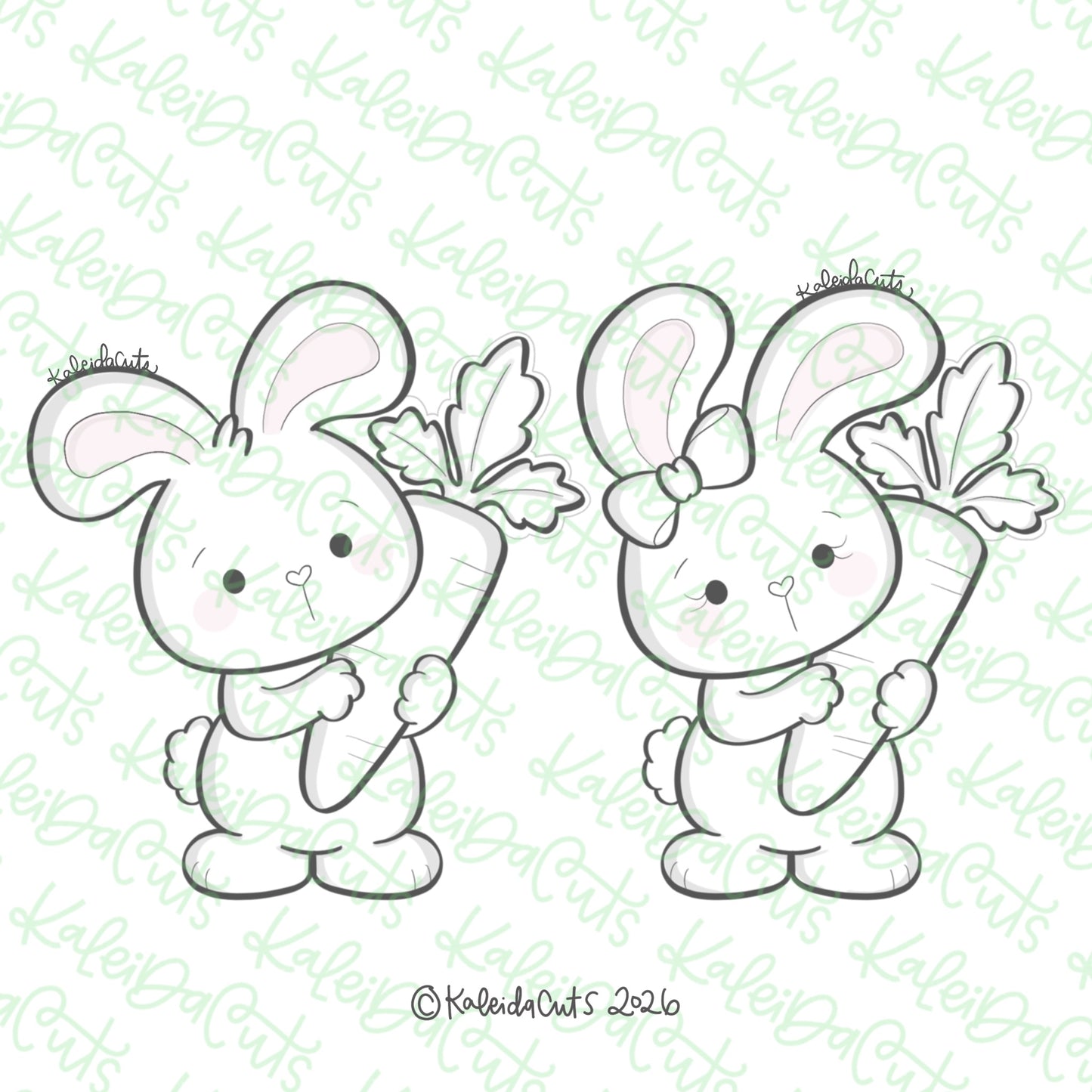 Easter Bunny Carrot Cookie Cutters Set of 2