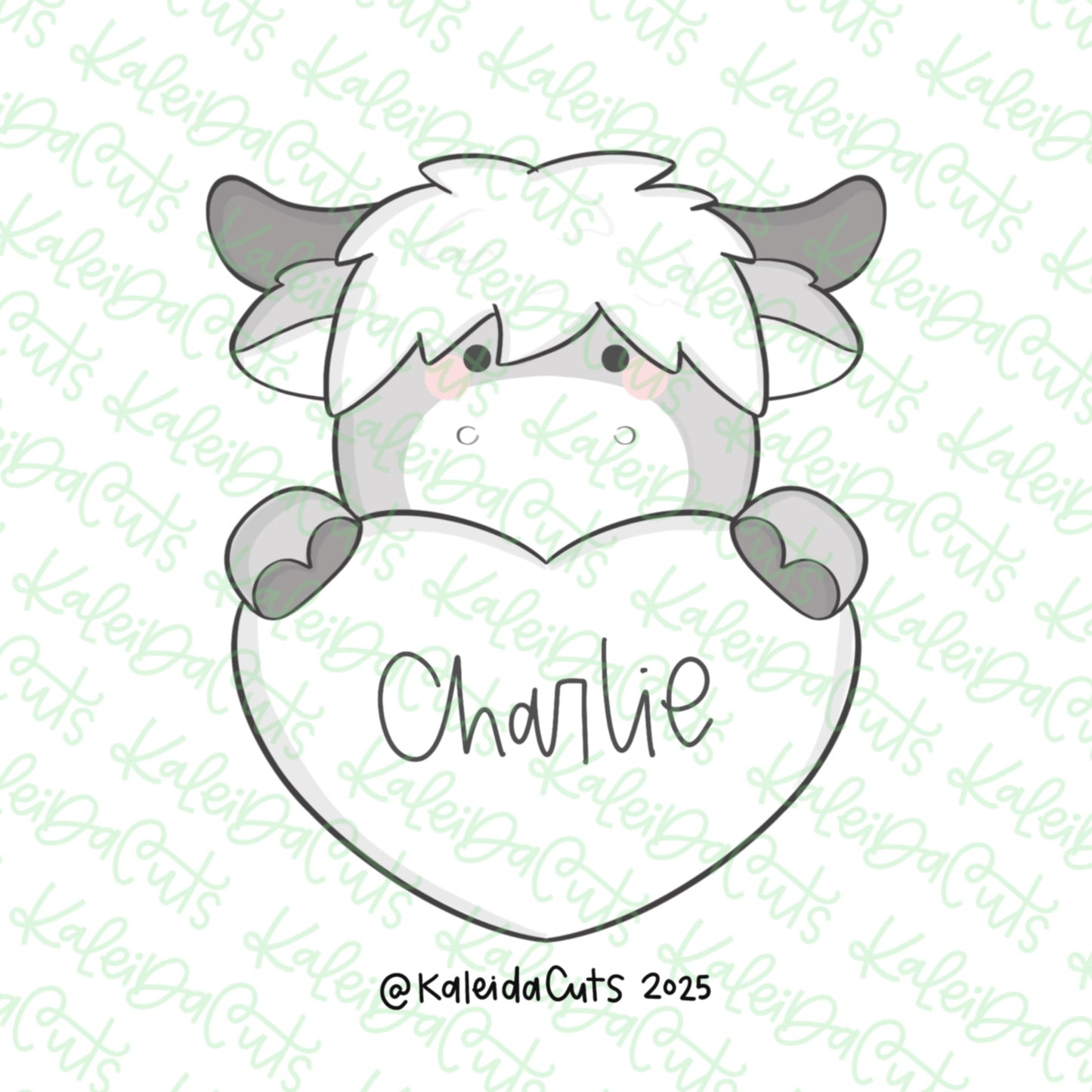 Highland Cow Valentine Cookie Cutter