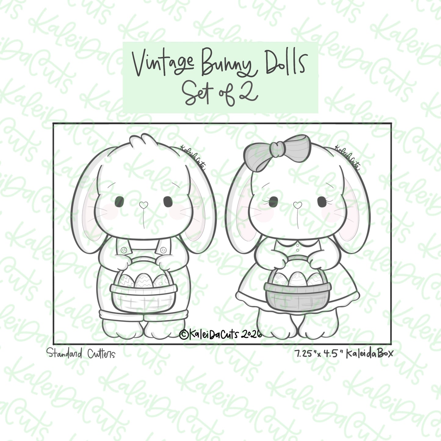 Vintage Bunny Dolls Cookie Cutters Set of 2