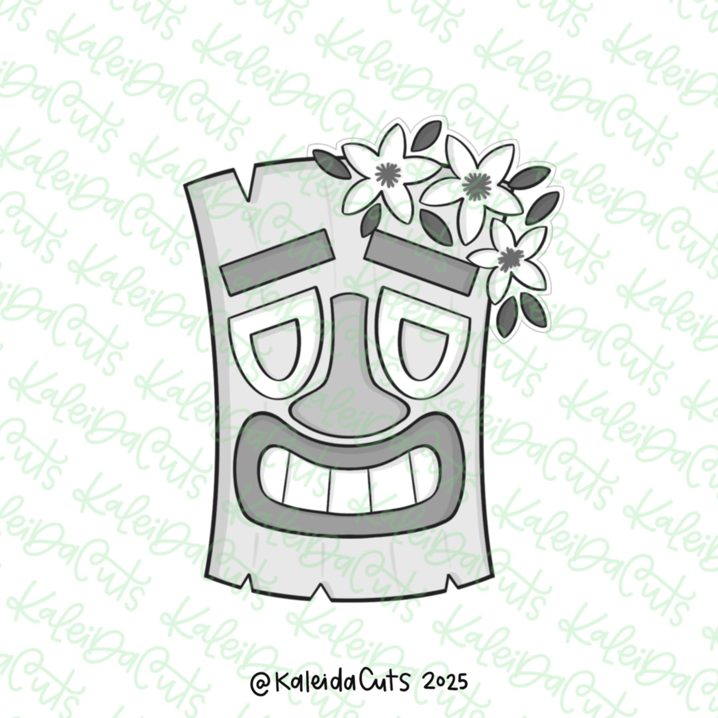 Tiki Mask Floral Cookie Cutter