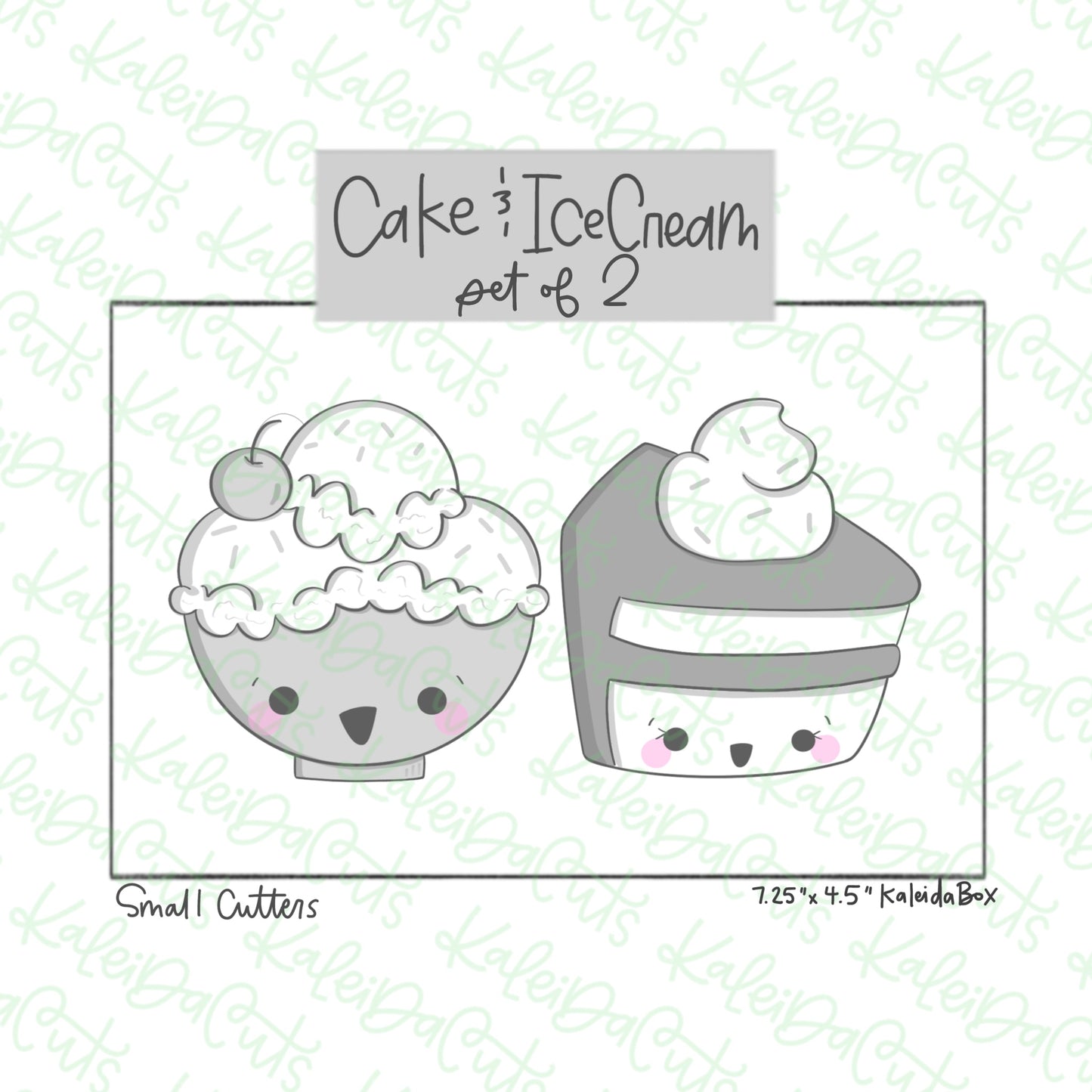 Valentine Cake and Ice Cream Cookie Cutter Set of 2