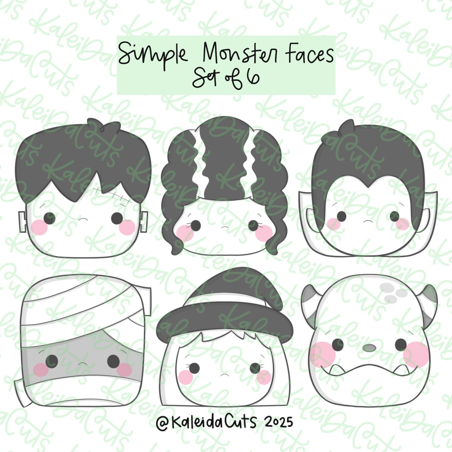 Simple Monster Faces Cookie Cutter Set of 6