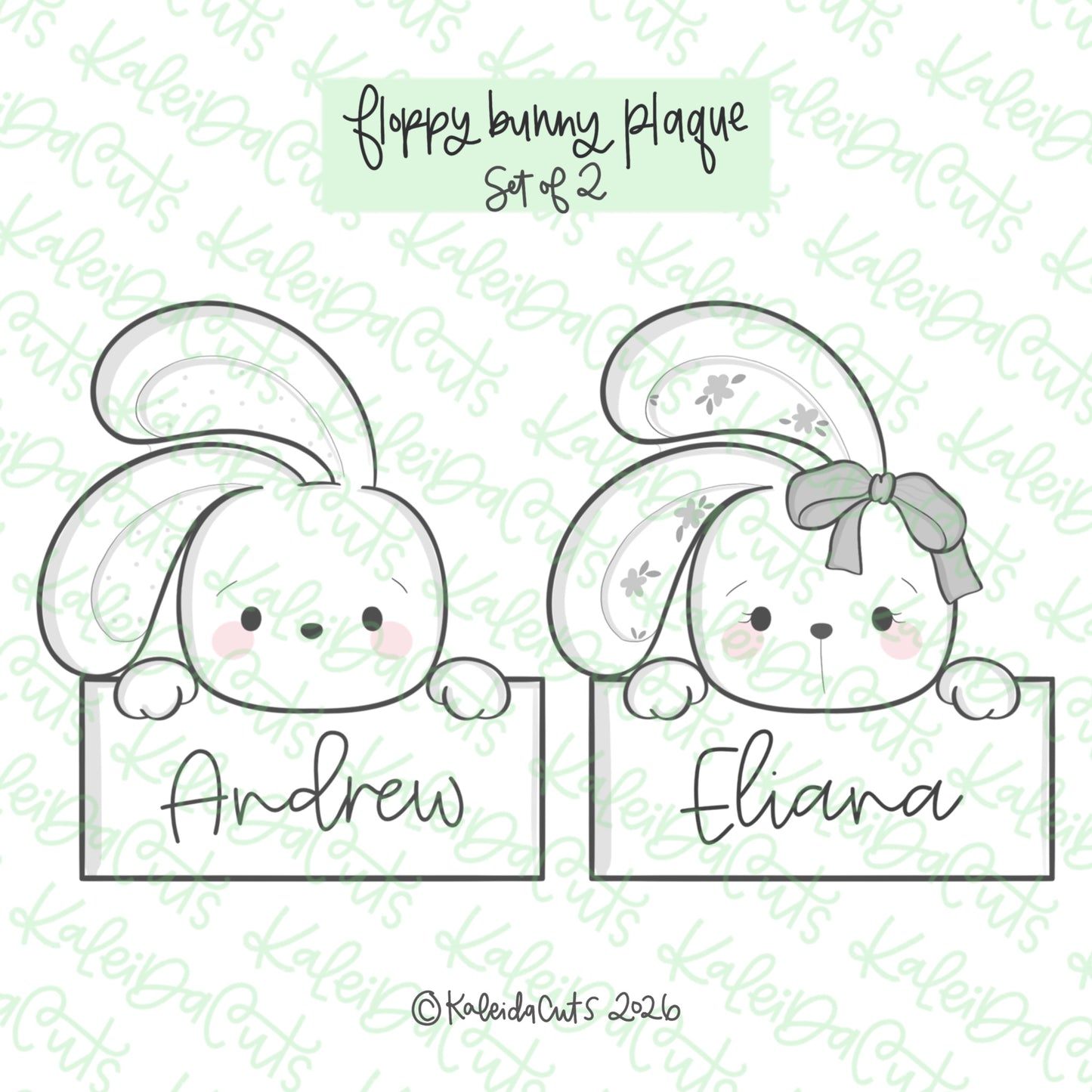 Floppy Bunny Plaque Cookie Cutters Set of 2