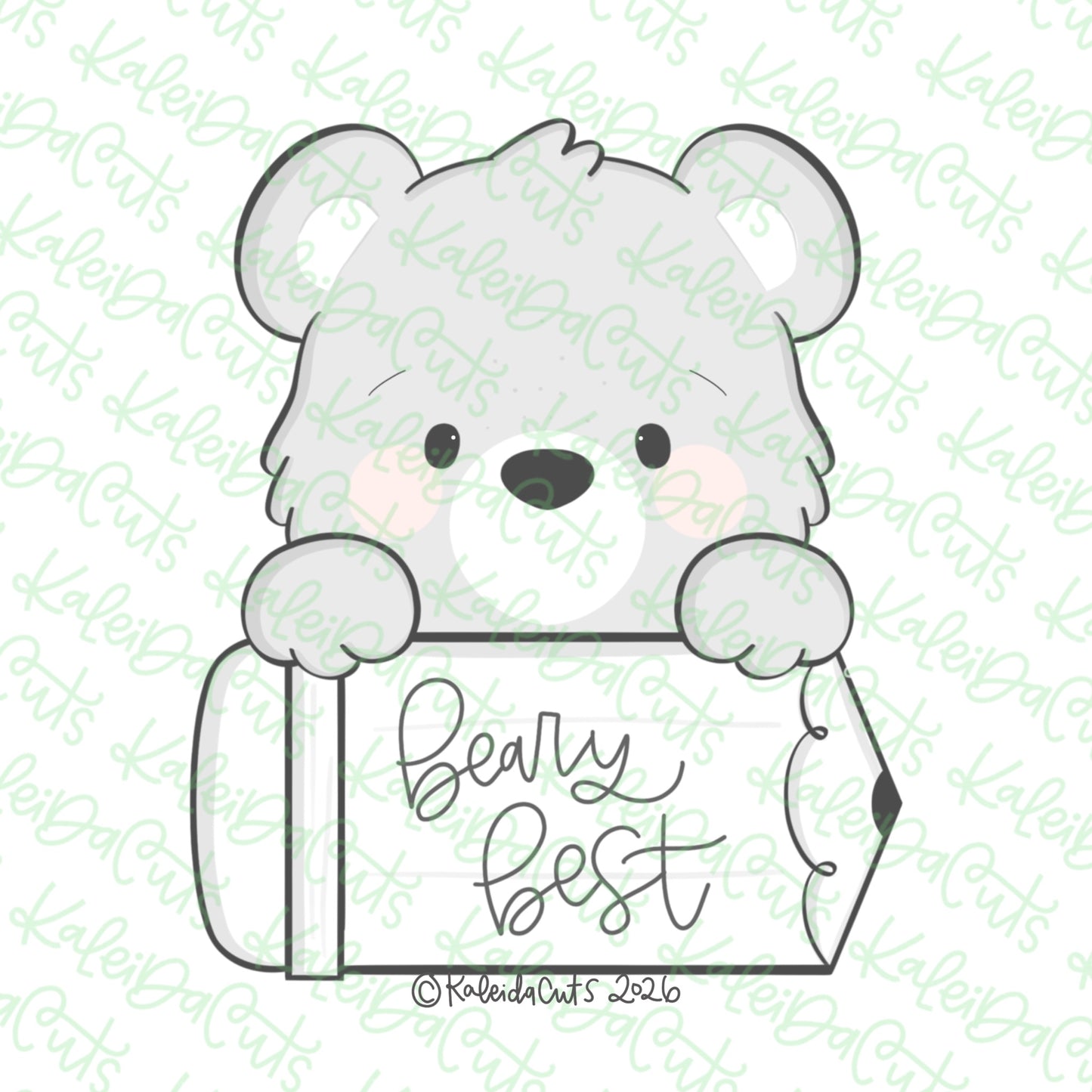 Bear Pencil Plaque Cookie Cutter