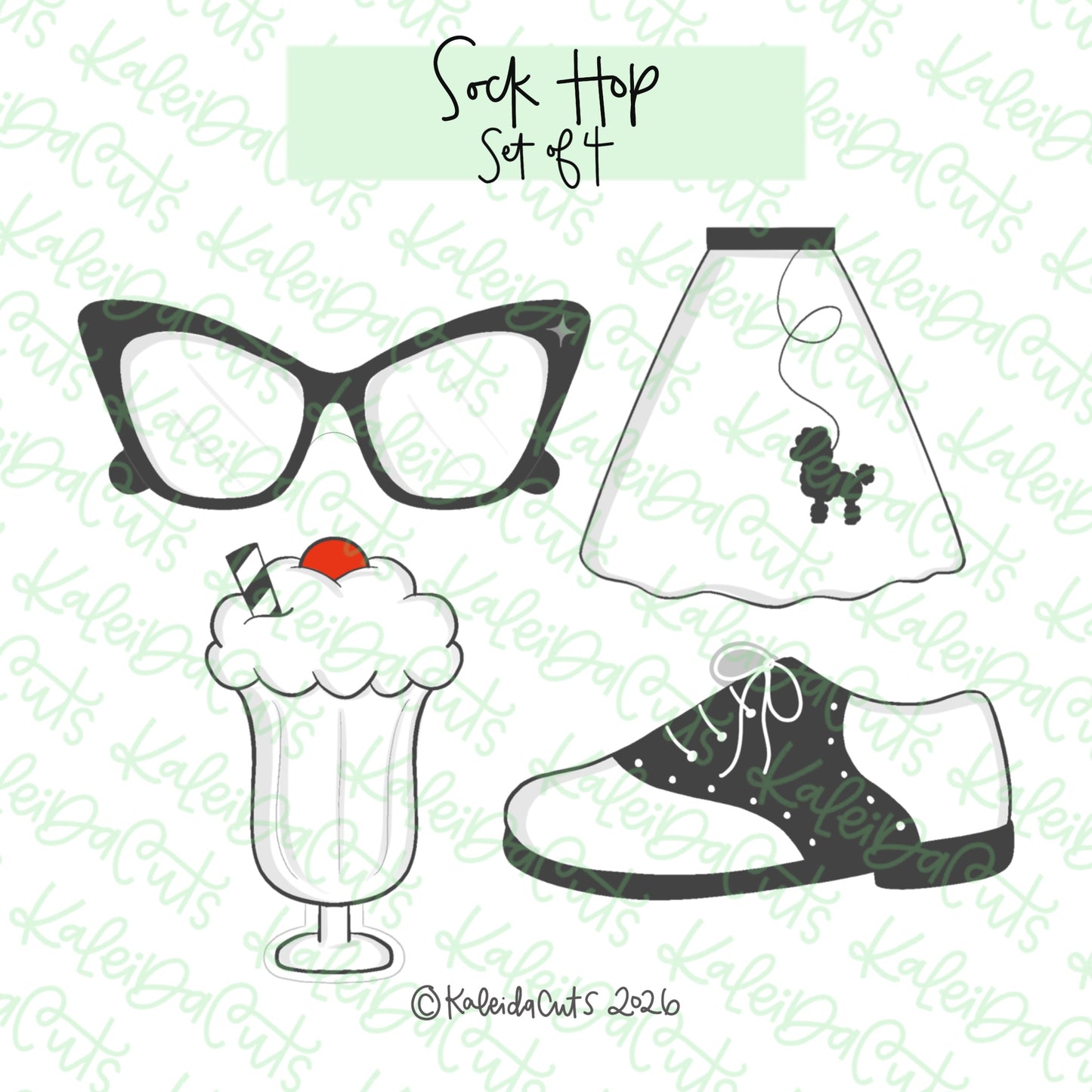 Sock Hop Cookie Cutters Set of 4