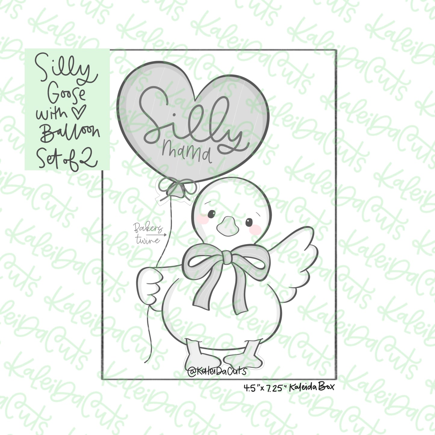 Silly Goose With Heart Balloon Set Cookie Cutters Set of 2