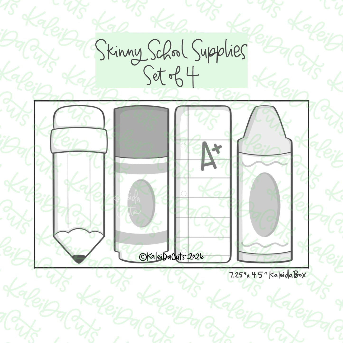 Skinny School Supplies Cookie Cutter Set of 4