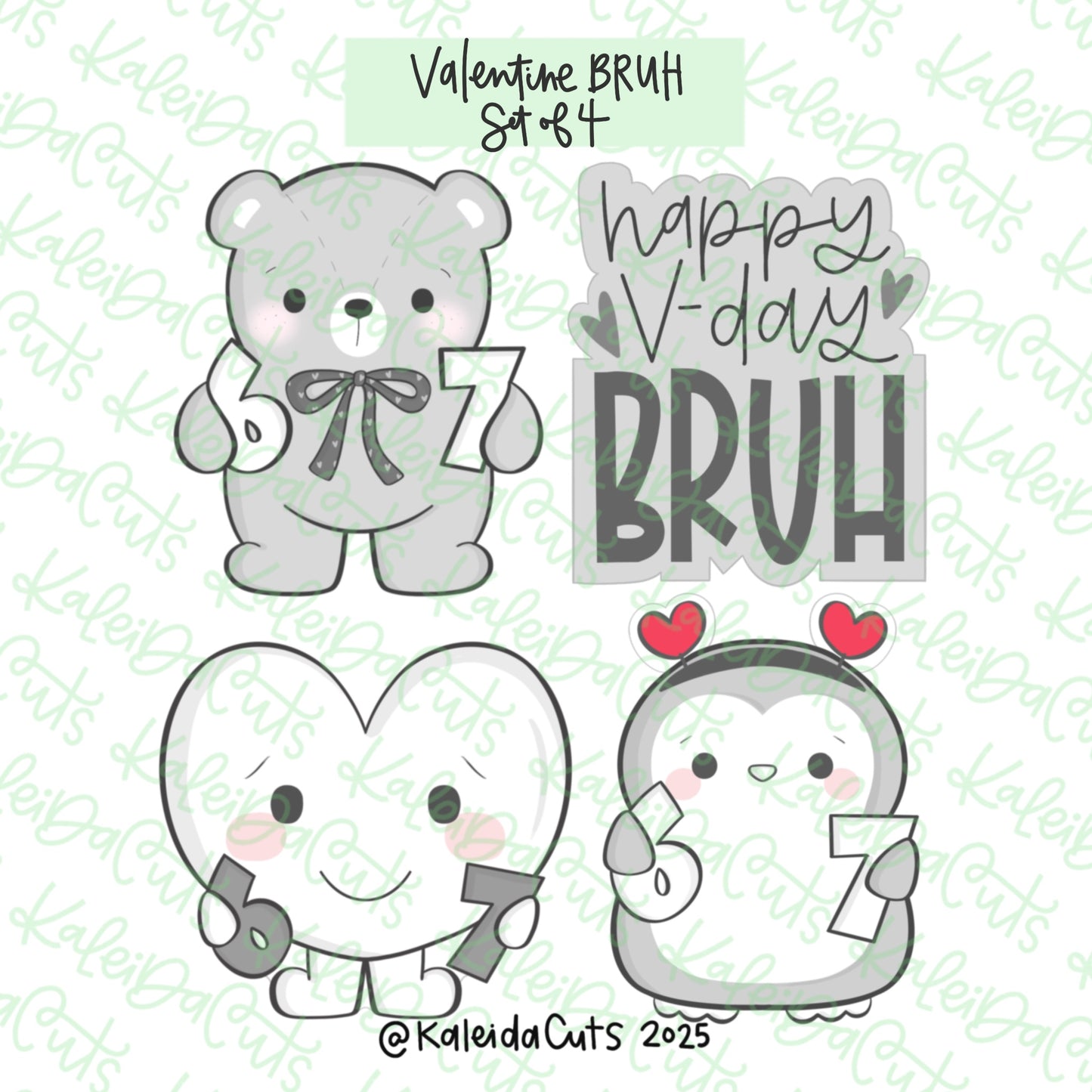Valentine Bruh Cookie Cutter Set of 4