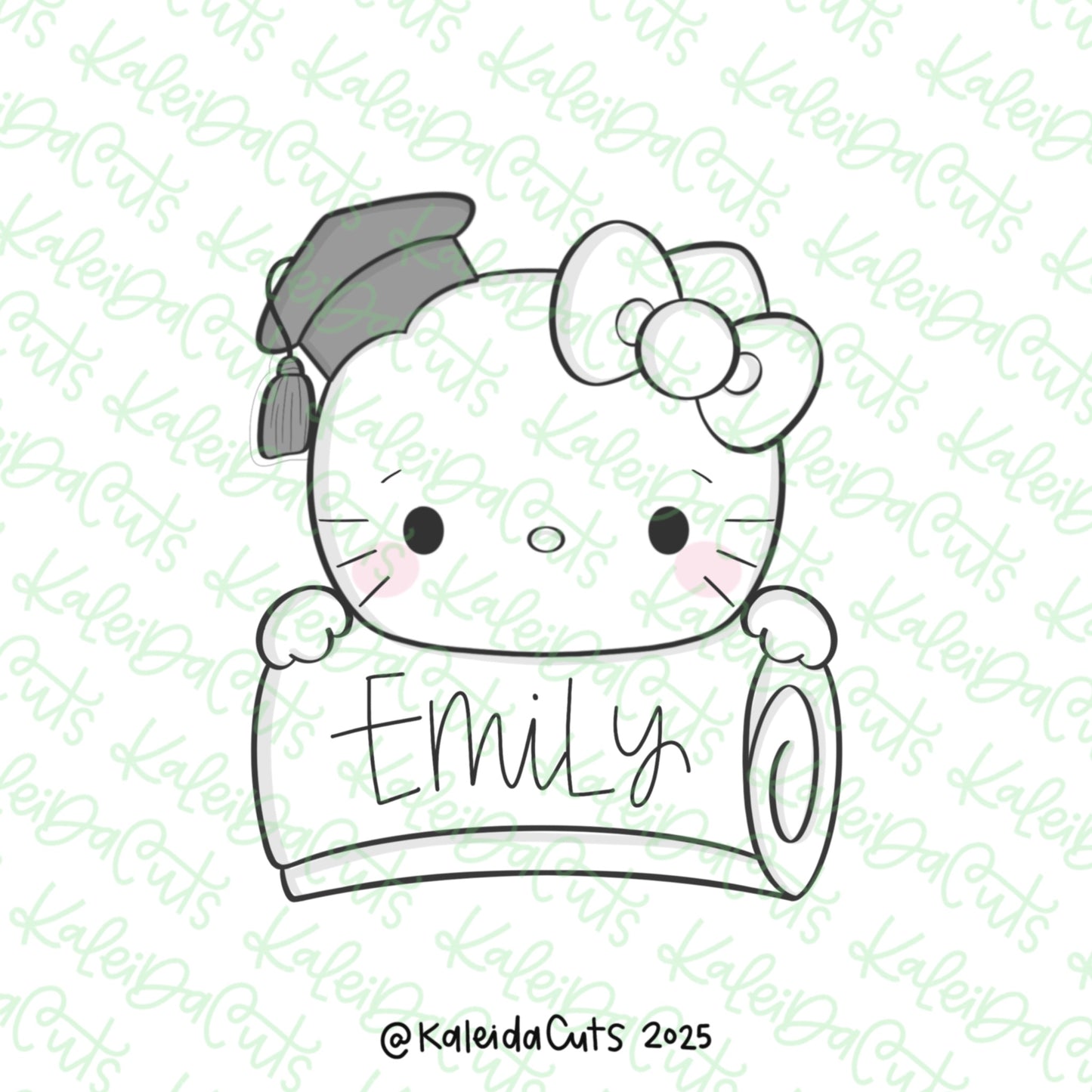 Grad Kitty Diploma Plaque Cookie Cutter