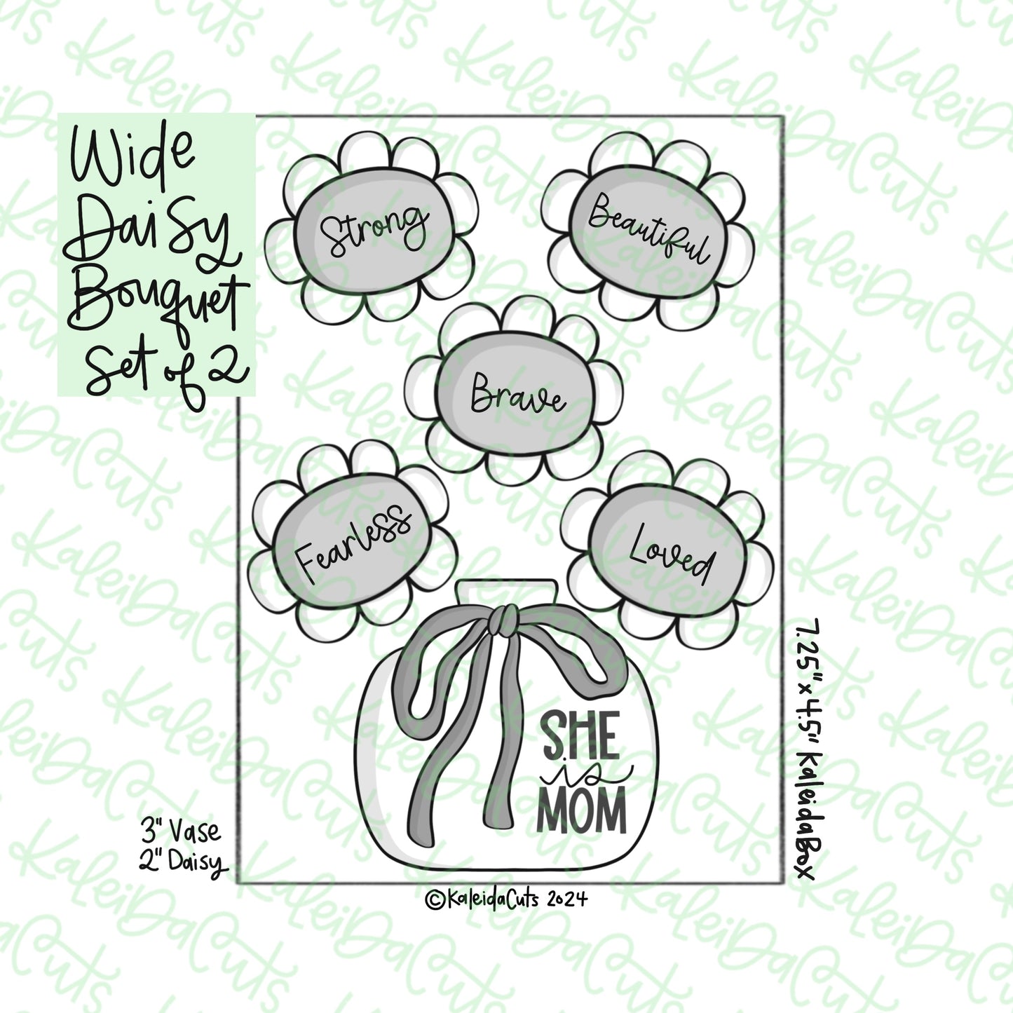 Wide Daisy Bouquet Cookie Cutter Set of 2
