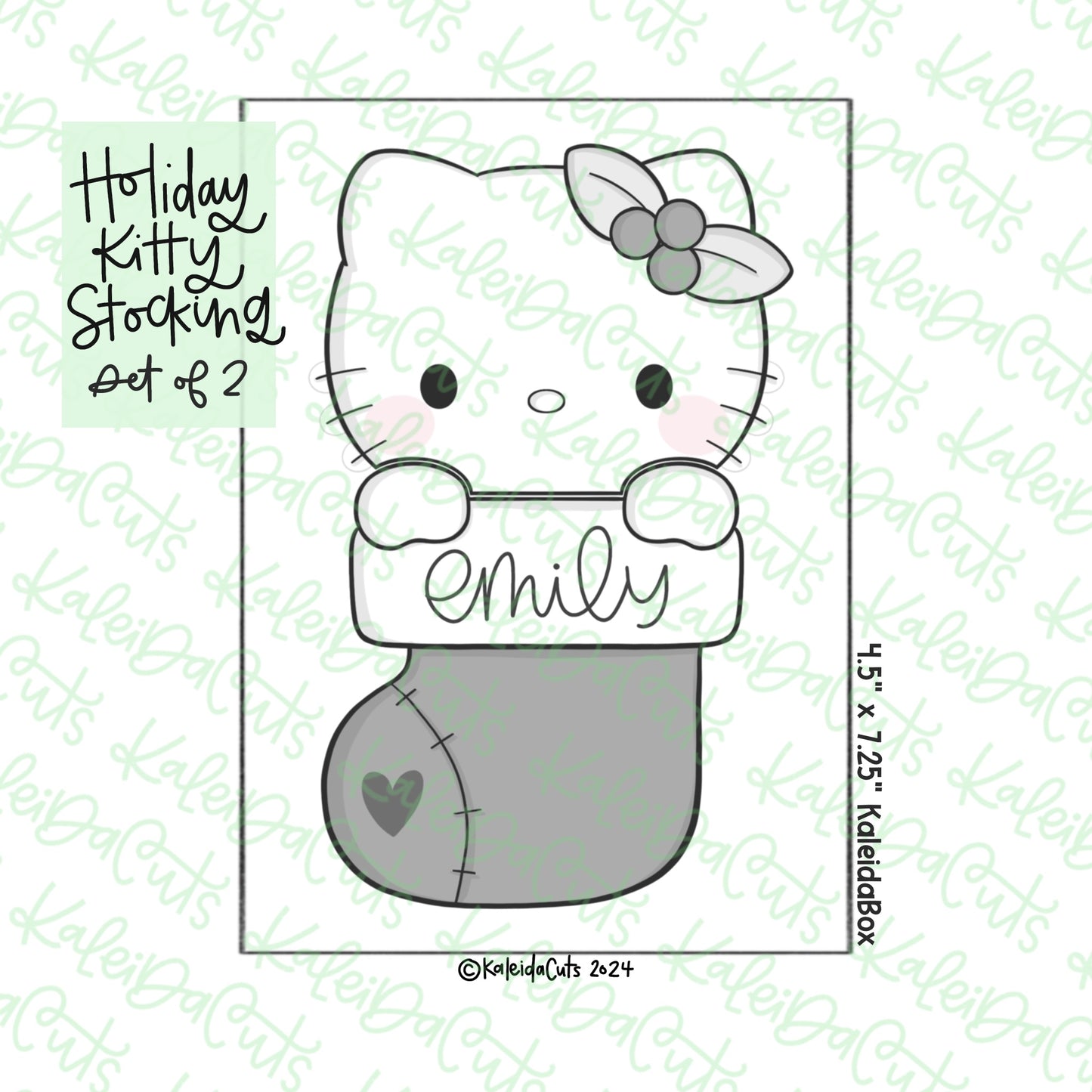 Holiday Kitty Stocking Cookie Cutter Set of 2