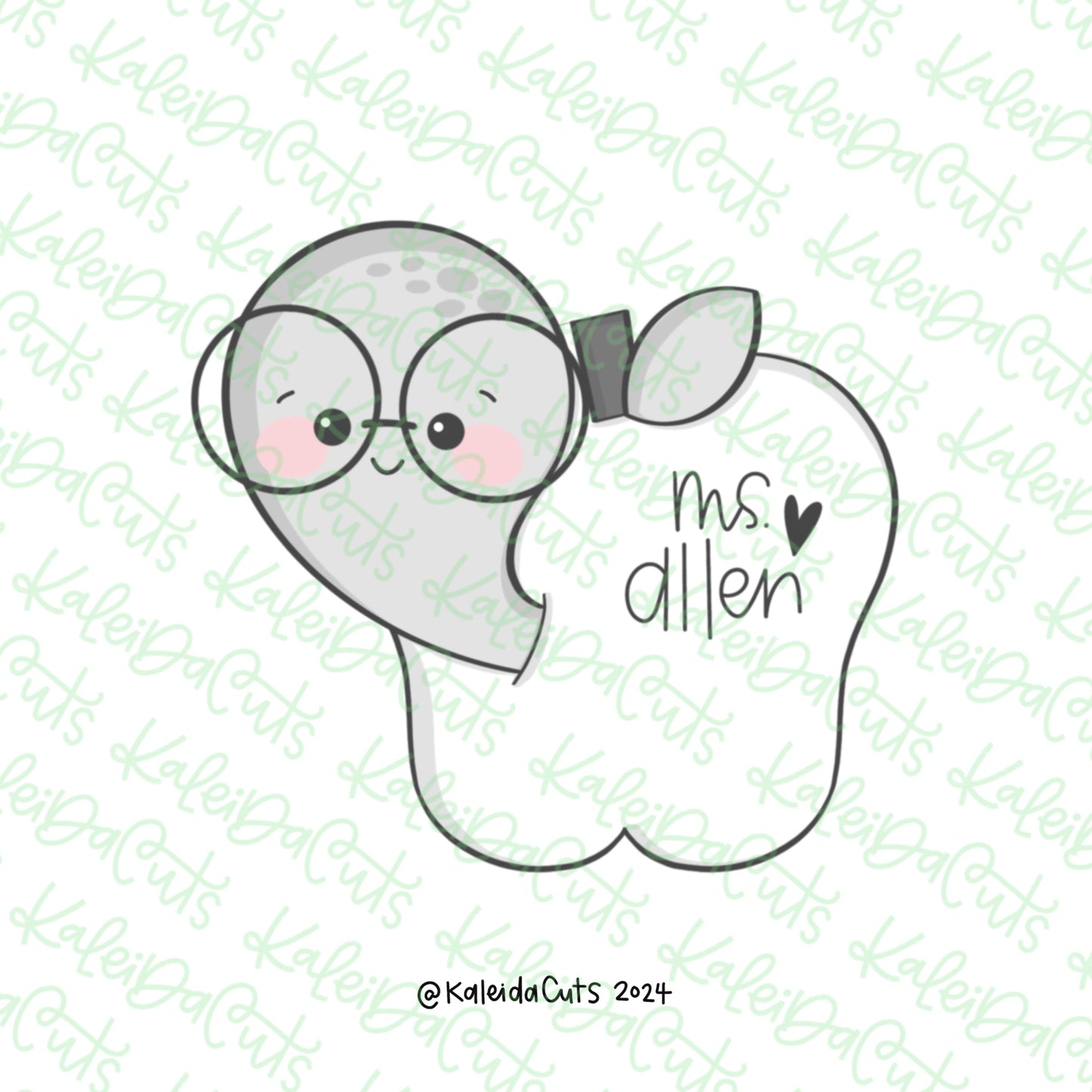 2024 Bookworm Apple Cookie Cutter