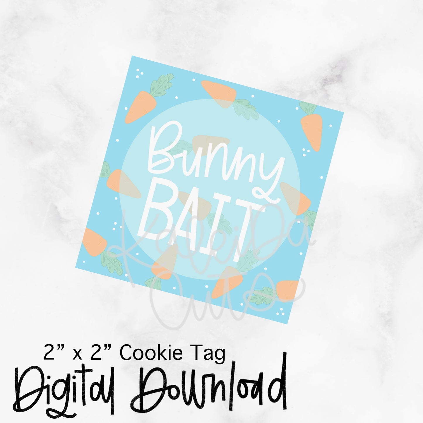 Bunny Bait Blue Tag - 2x2 Square - Digital Download