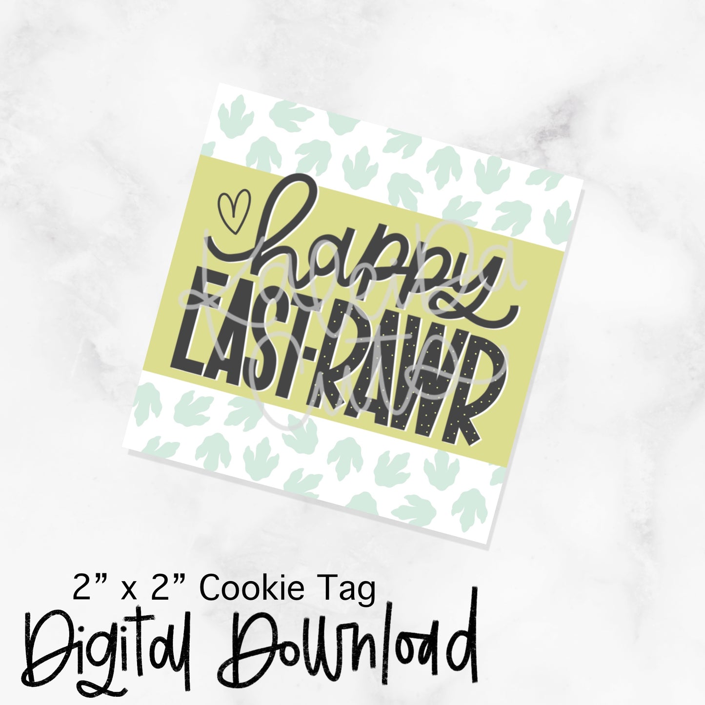 Happy EastRAWR Tag - 2x2 Square - Digital Download