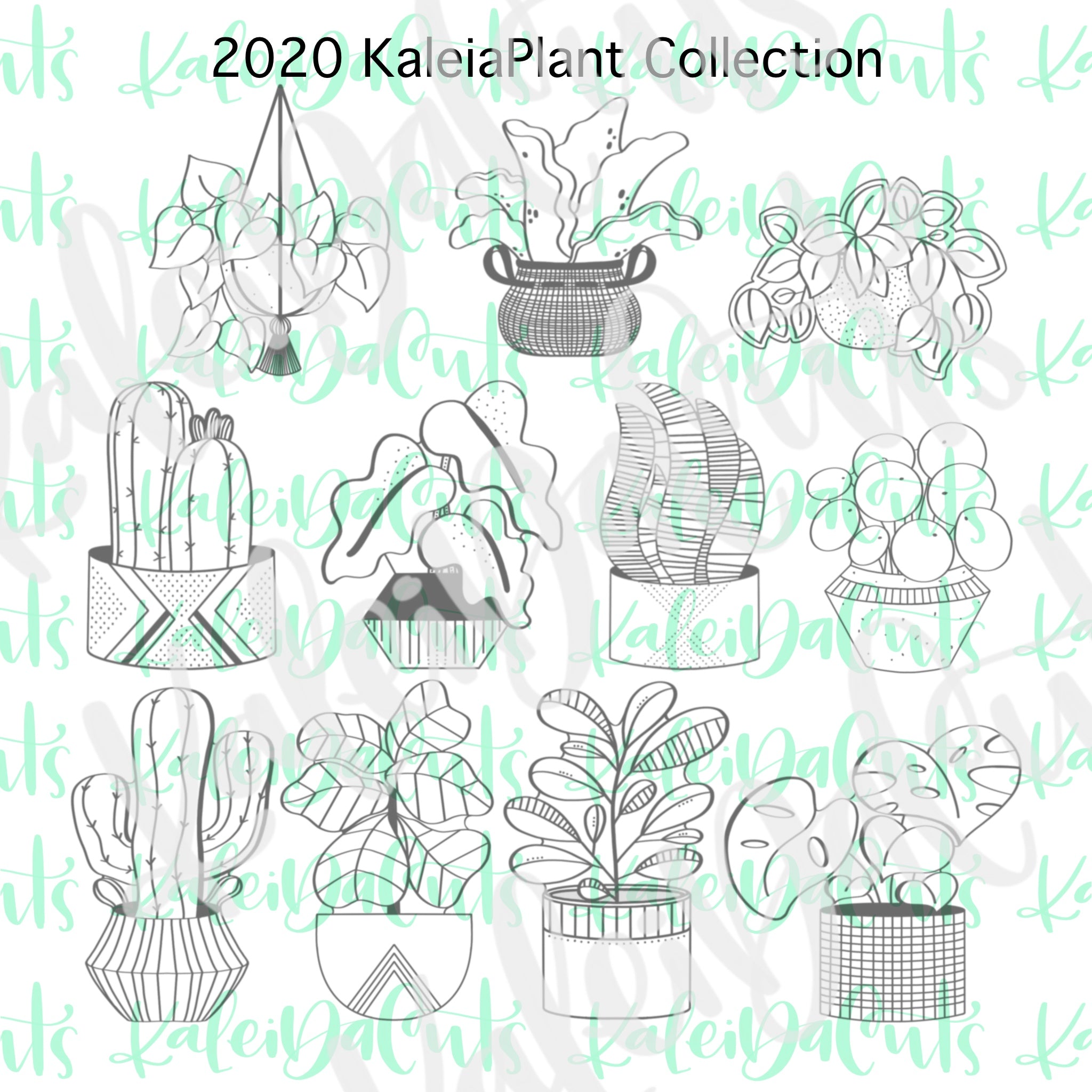 succulent cookie cutter 2020 KaleidaPlant Collection Cookie Cutter Set of 11
