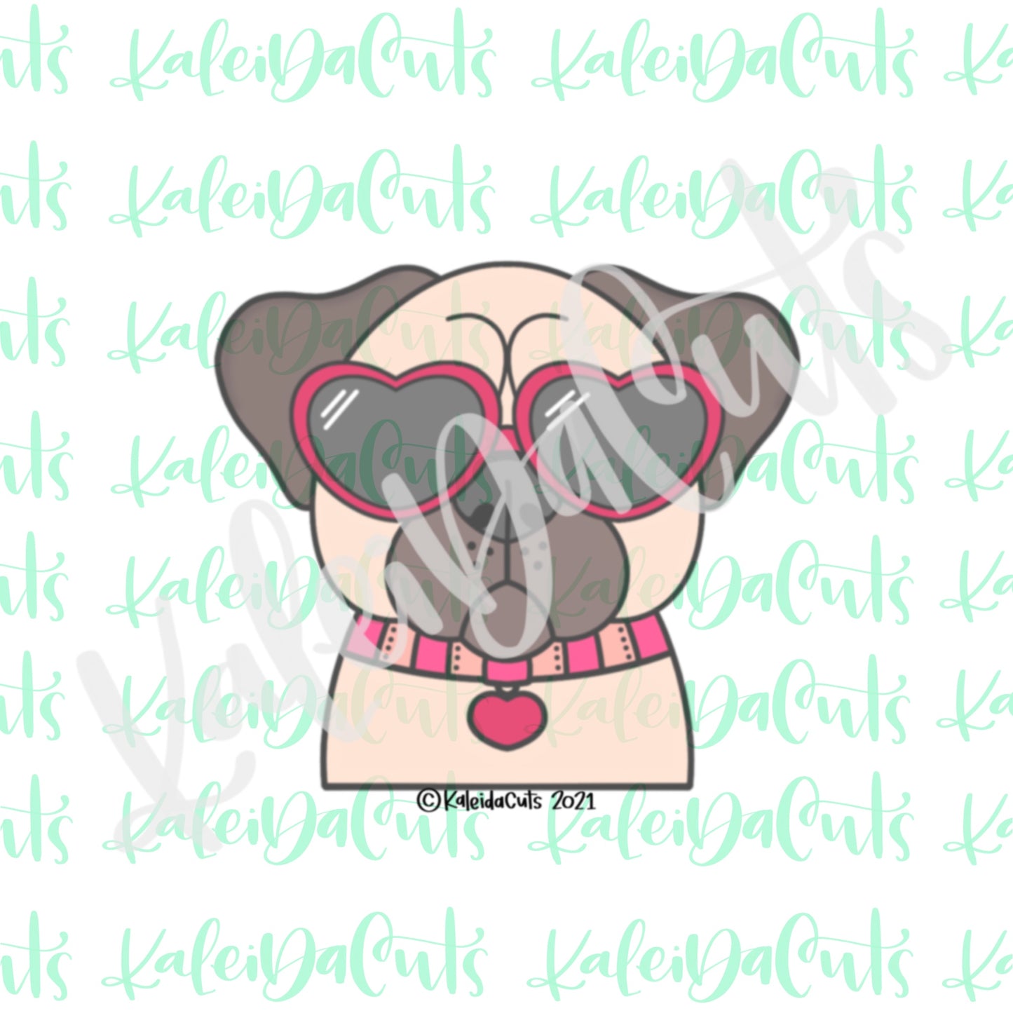 2021 Valentine Pug Cookie Cutter