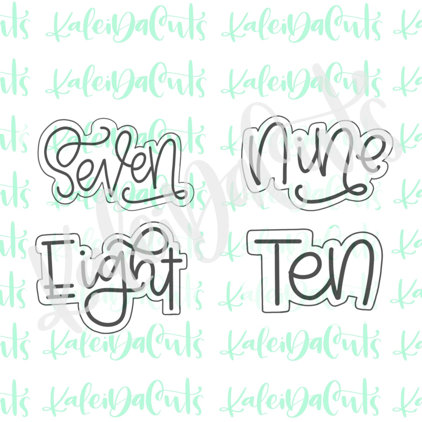 Hand Lettered Number Cookie Cutters (Seven - Ten) Individual