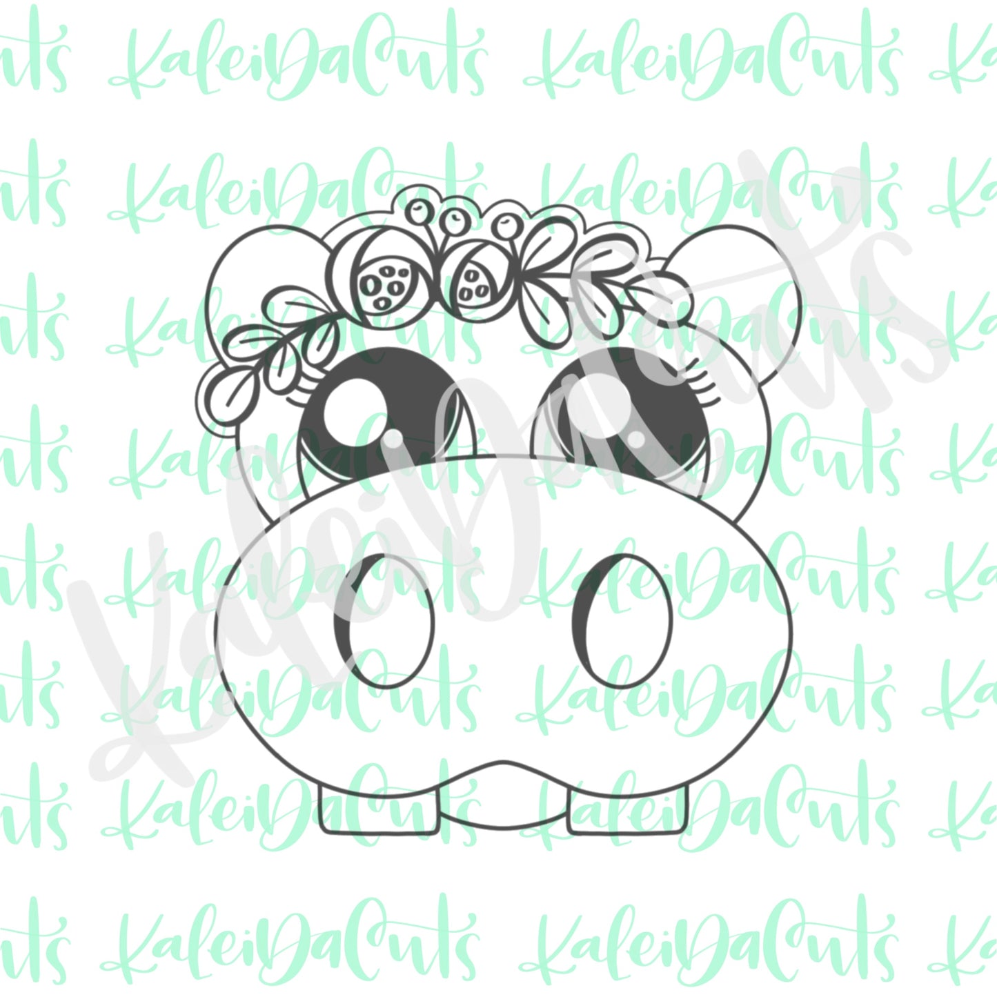 Floral Hippo Face Cookie Cutter