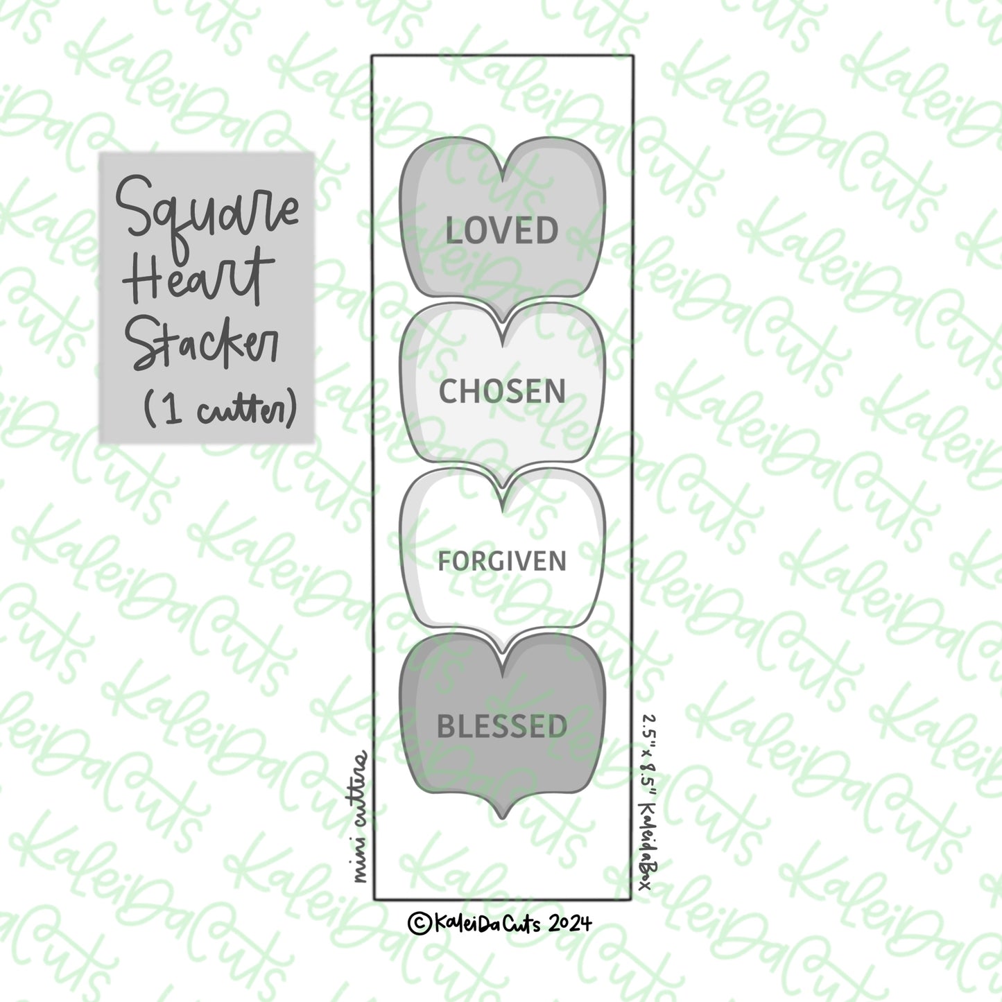 Square Heart Stacker Cookie Cutter - 1 cutter
