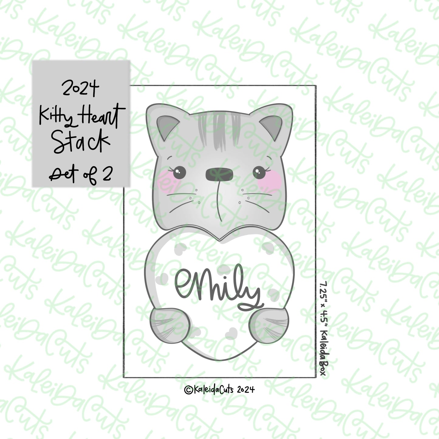 2024 Kitty Heart Stack Cookie Cutter Set of 2