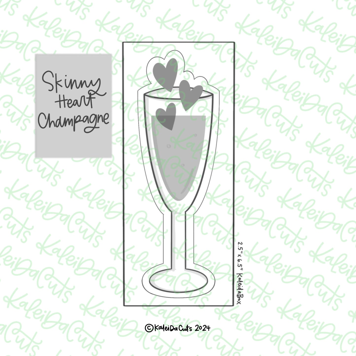 Skinny Heart Champagne Cookie Cutter