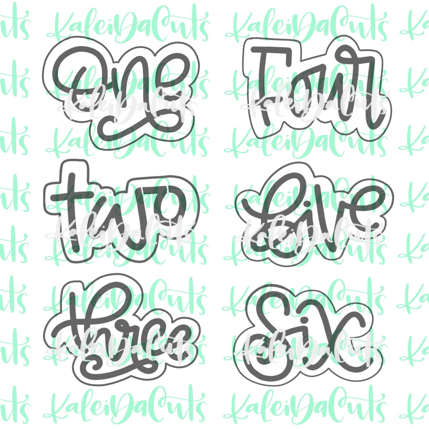 Hand Lettered Number Cookie Cutters (One - Six) Individual