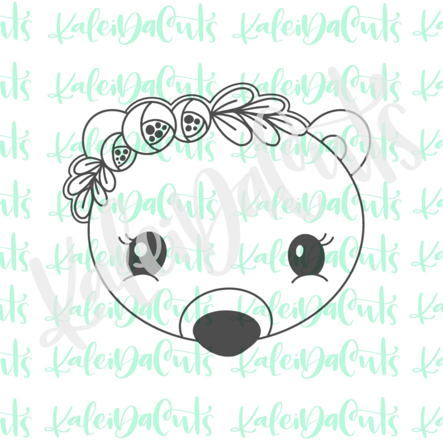 Floral Bear Face Cookie Cutter