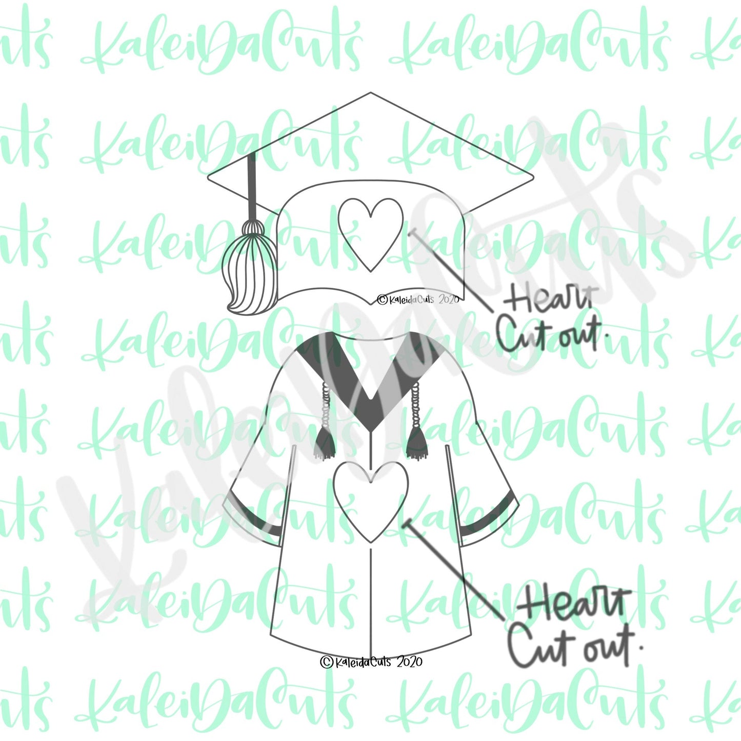 Grad Gown Heart Cutout Cookie Cutter