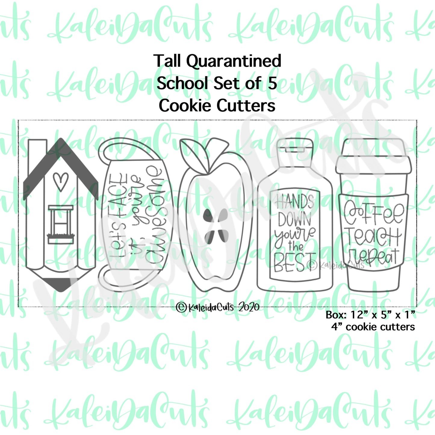 Tall Quarantine School Cookie Cutters Set of 5