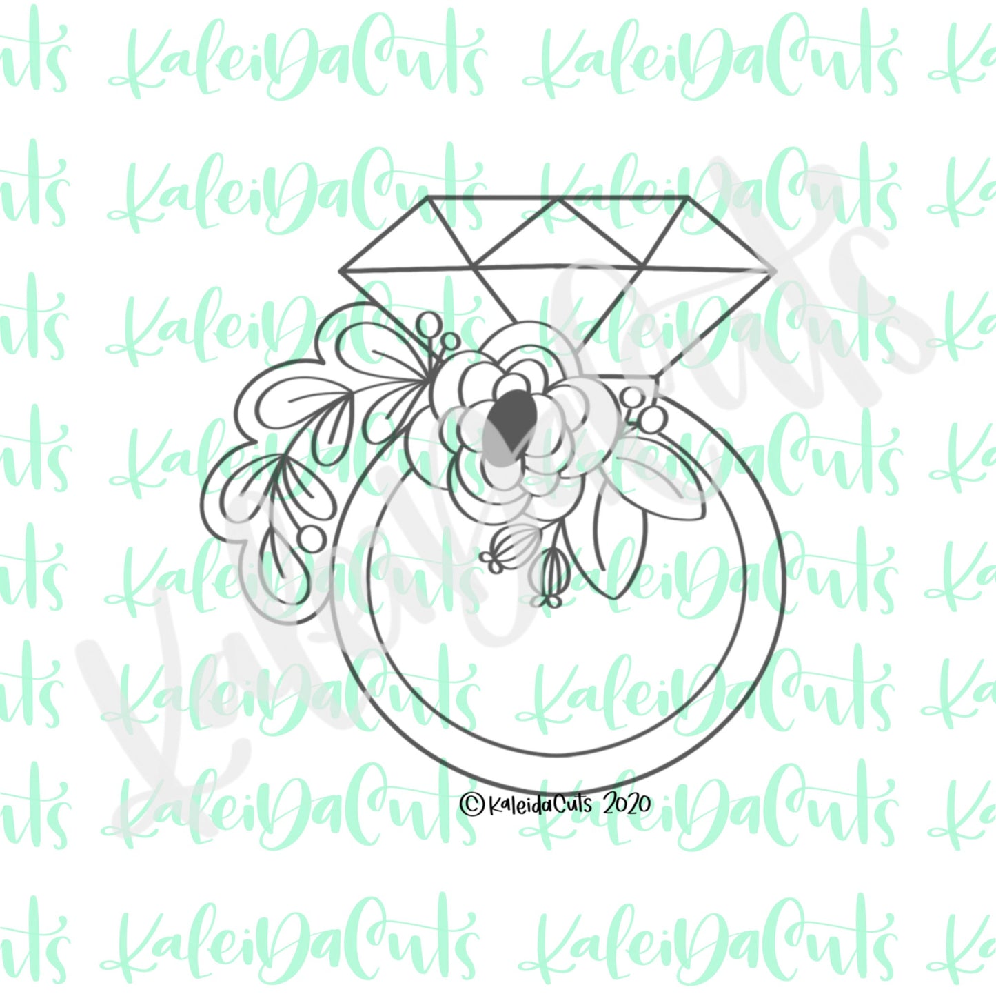 Floral Diamond Ring Cookie Cutter