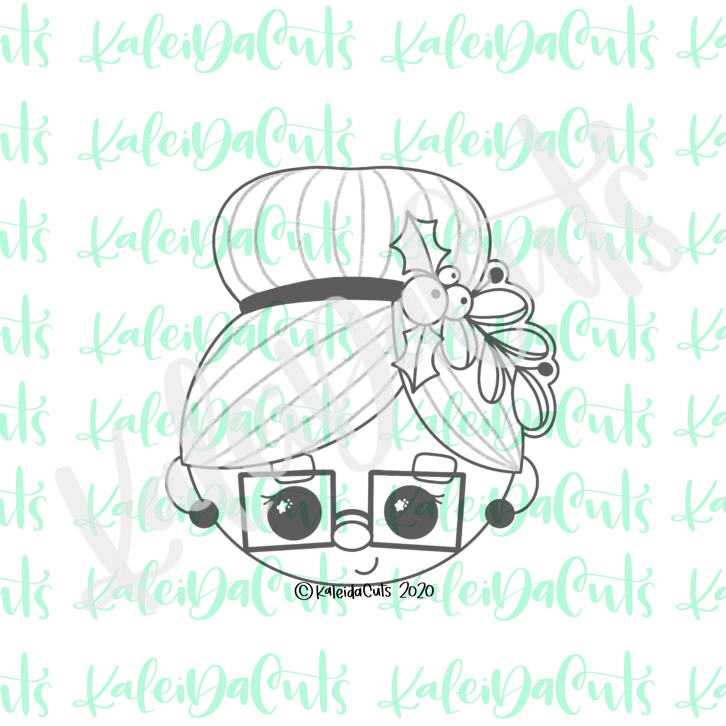 Floral Mrs Claus Face Cookie Cutter