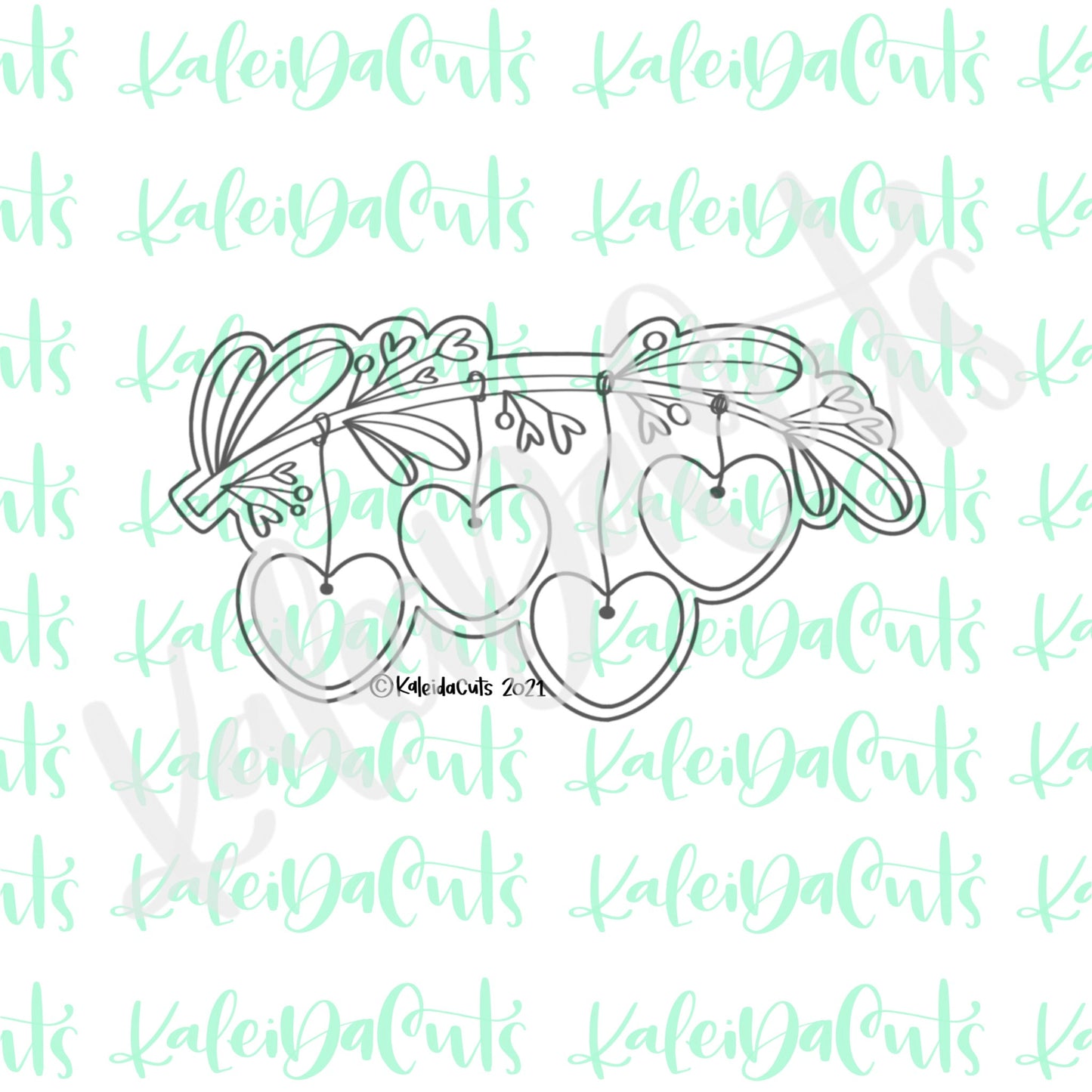 Branch with Hanging Hearts Cookie Cutter