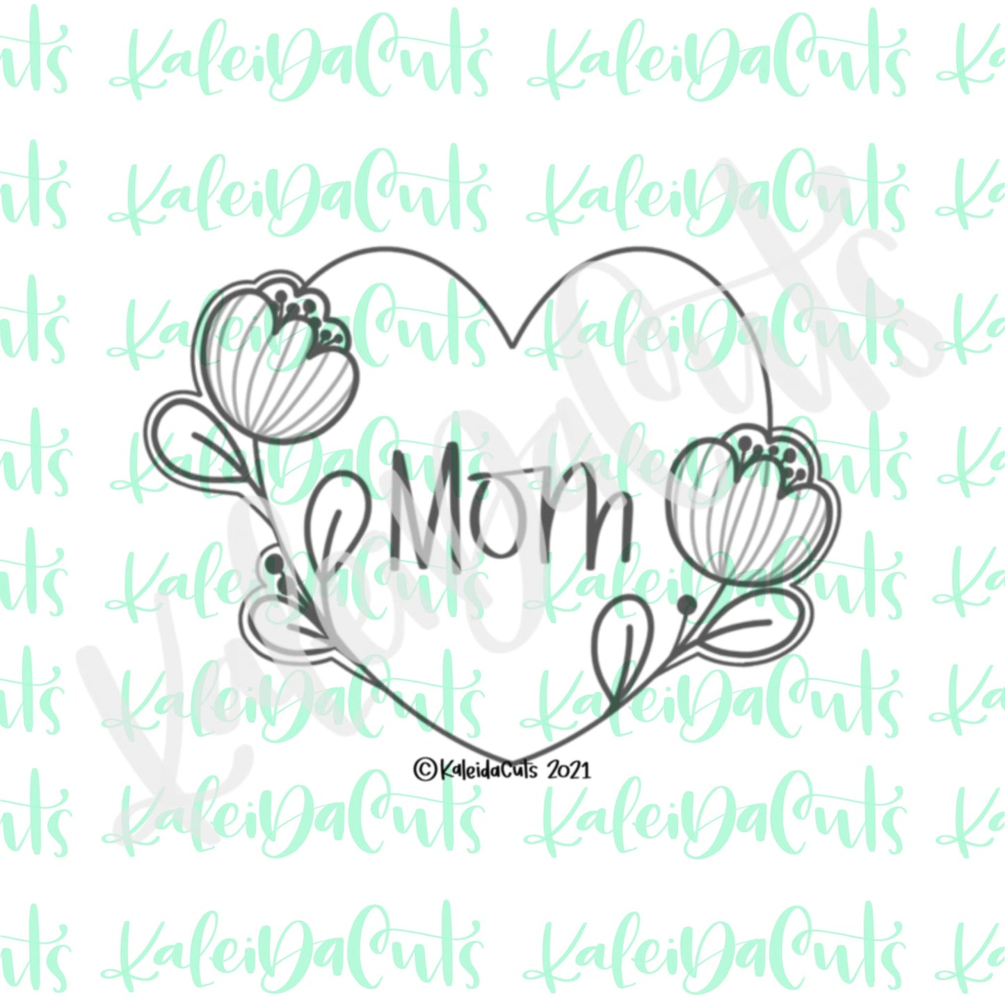 Peonies Heart Cookie Cutter