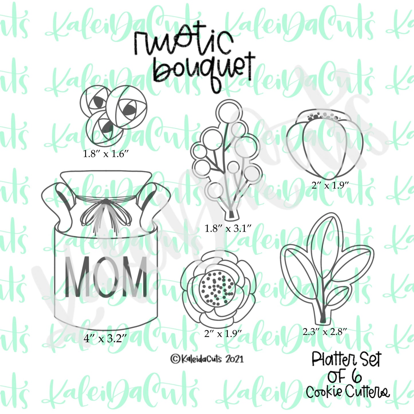 Rustic Bouquet Set of 6 Cookie Cutters